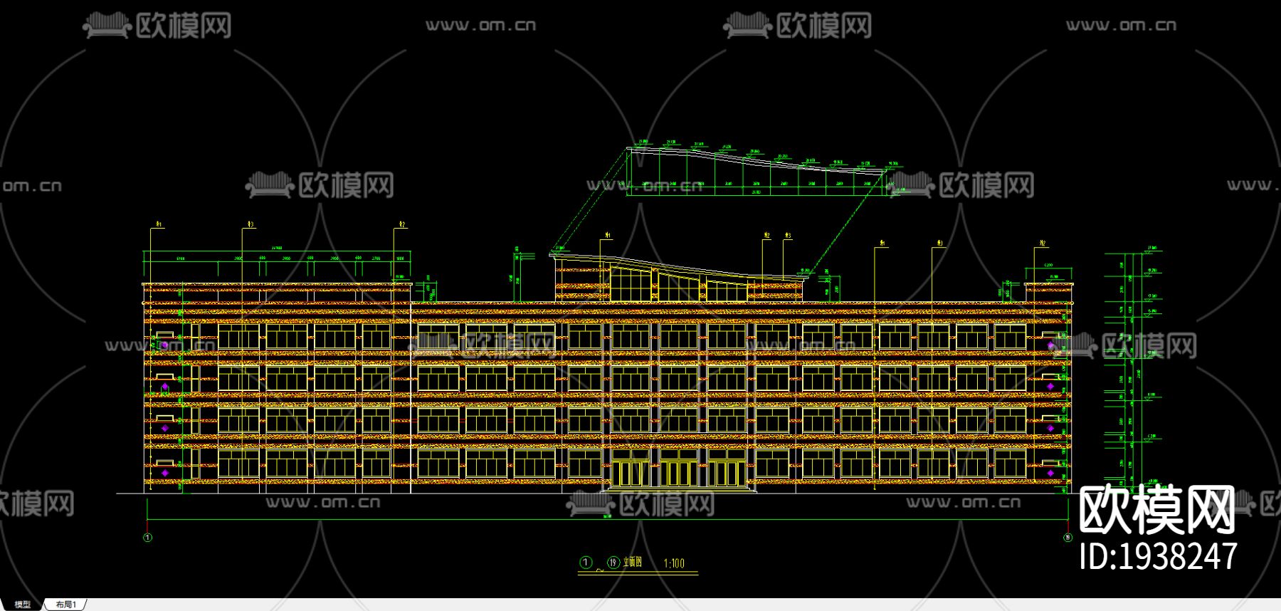 教学楼CAD施工图下载（渲染图3）