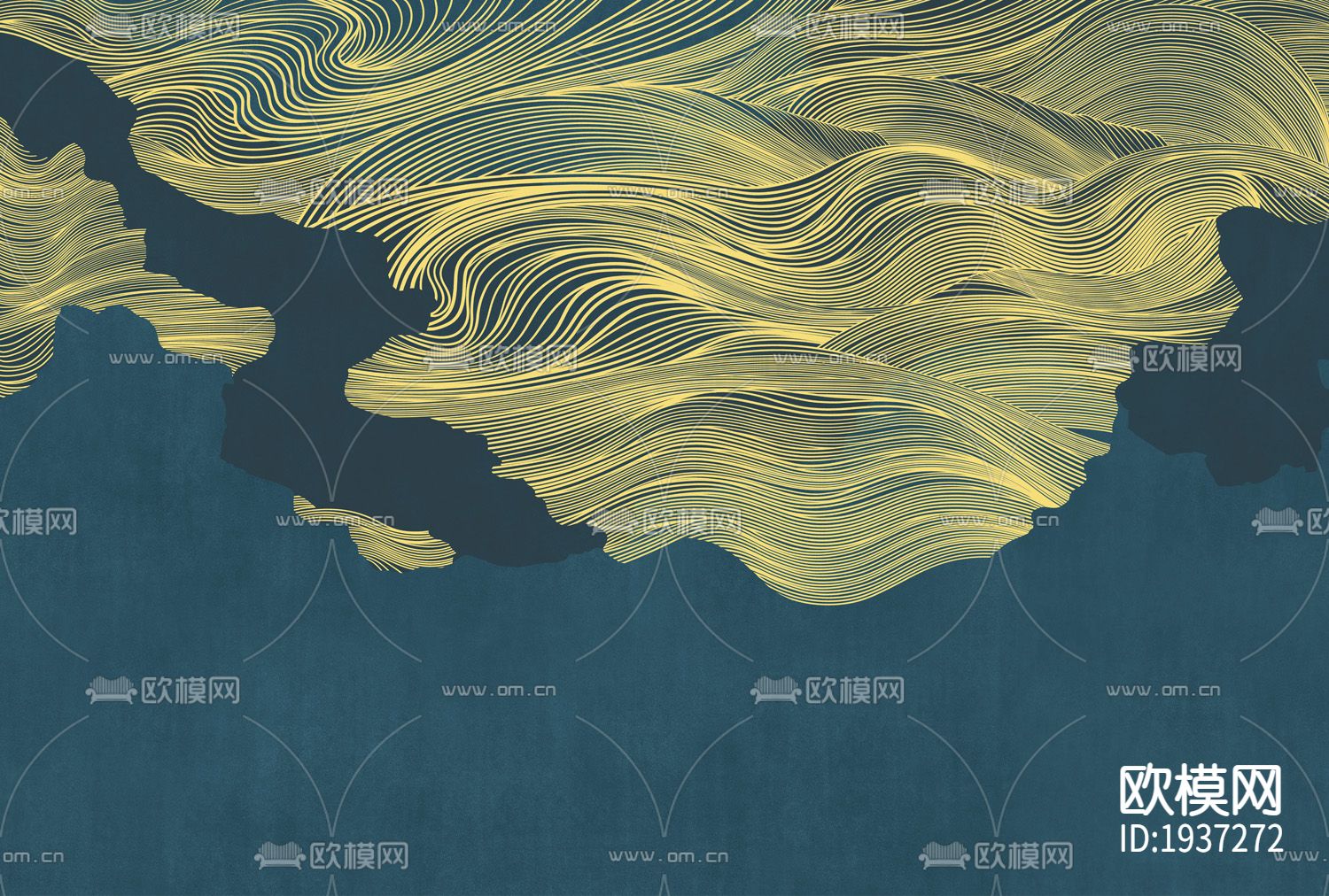 新中式精雕立体墙纸下载（渲染图3）