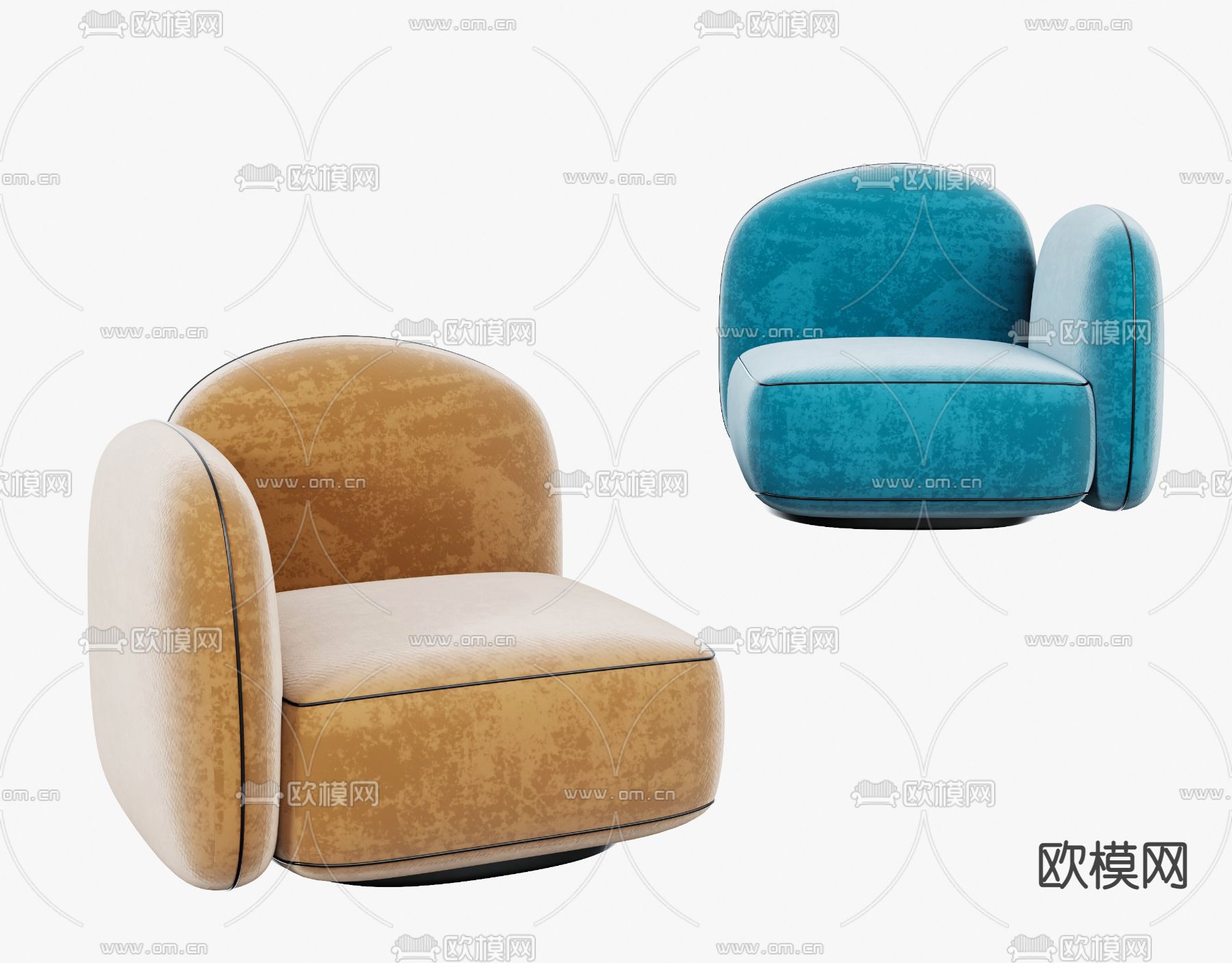 BAXTER 布艺休闲沙发3d模型下载