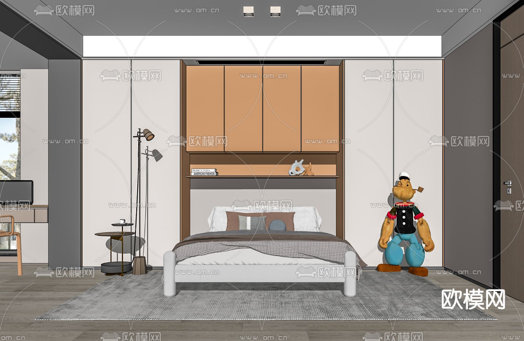现代卧室儿童房su模型
