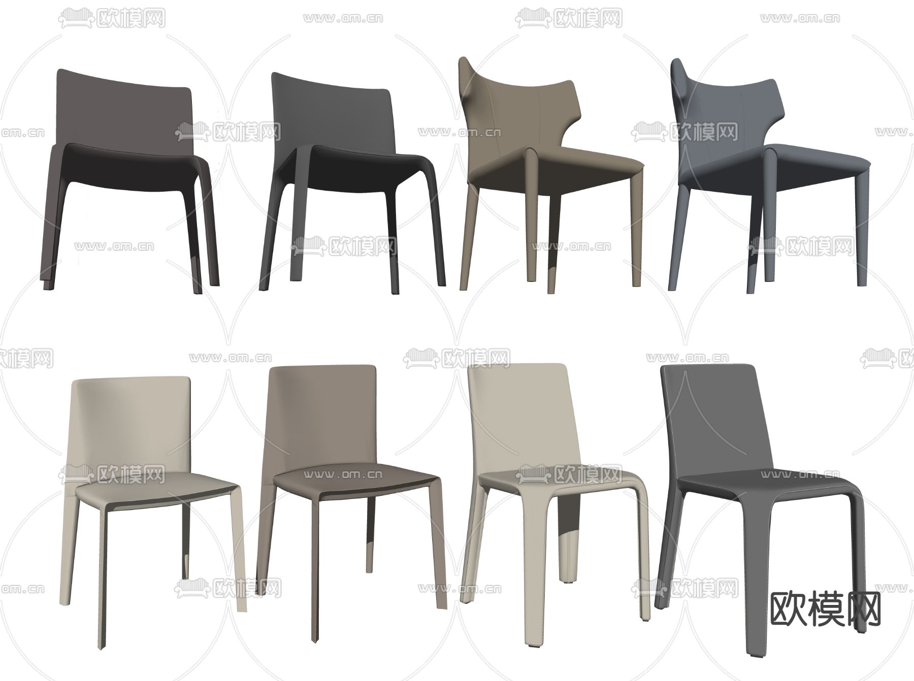 现代餐椅单椅su模型下载（渲染图2）