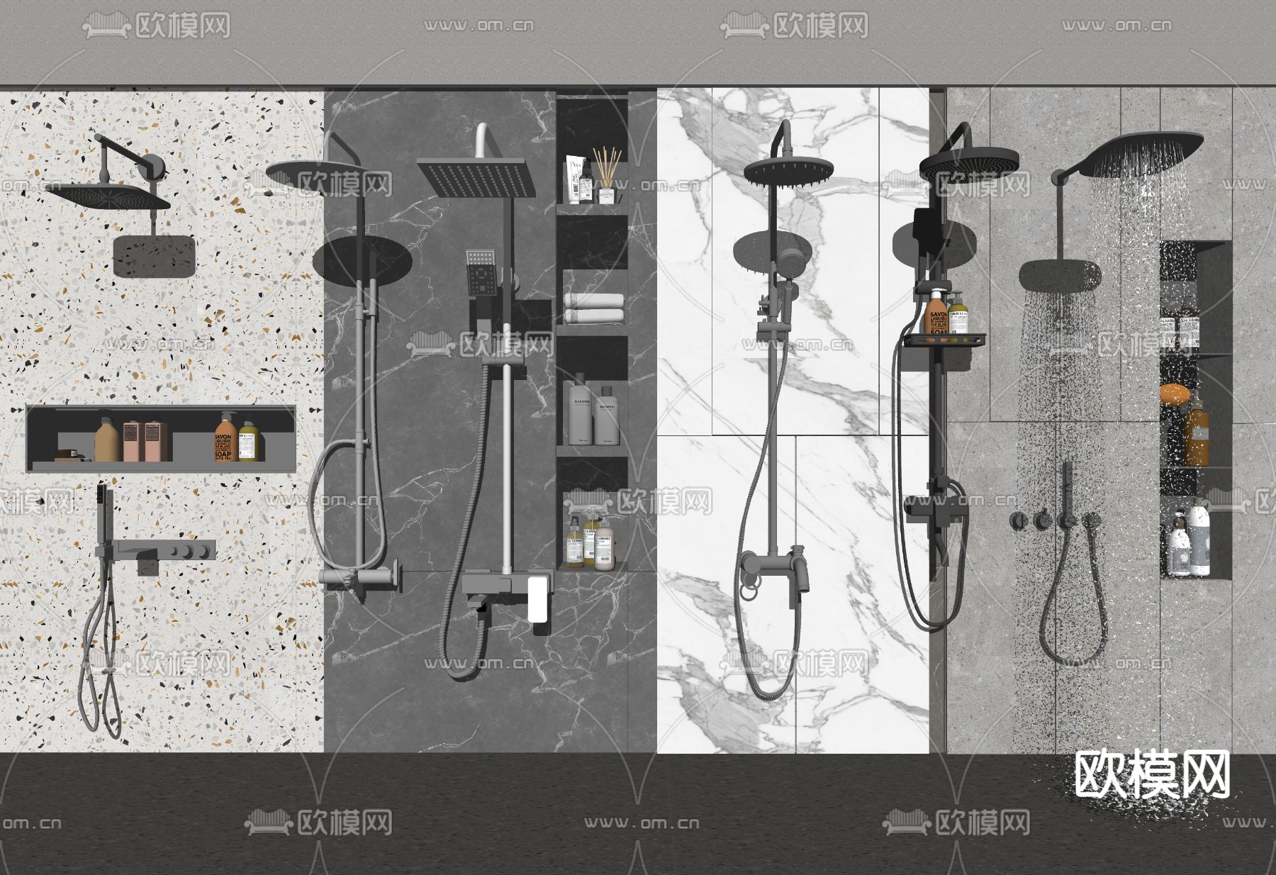 现代淋浴花洒su模型下载（渲染图2）