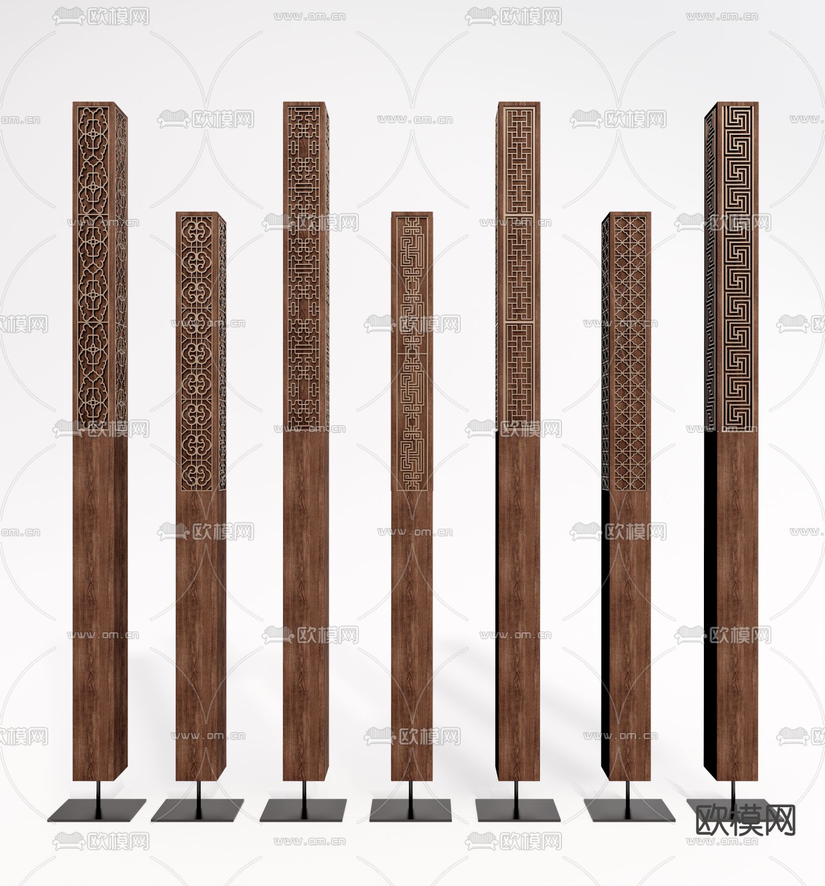 新中式雕花柱子su模型下载（渲染图1）
