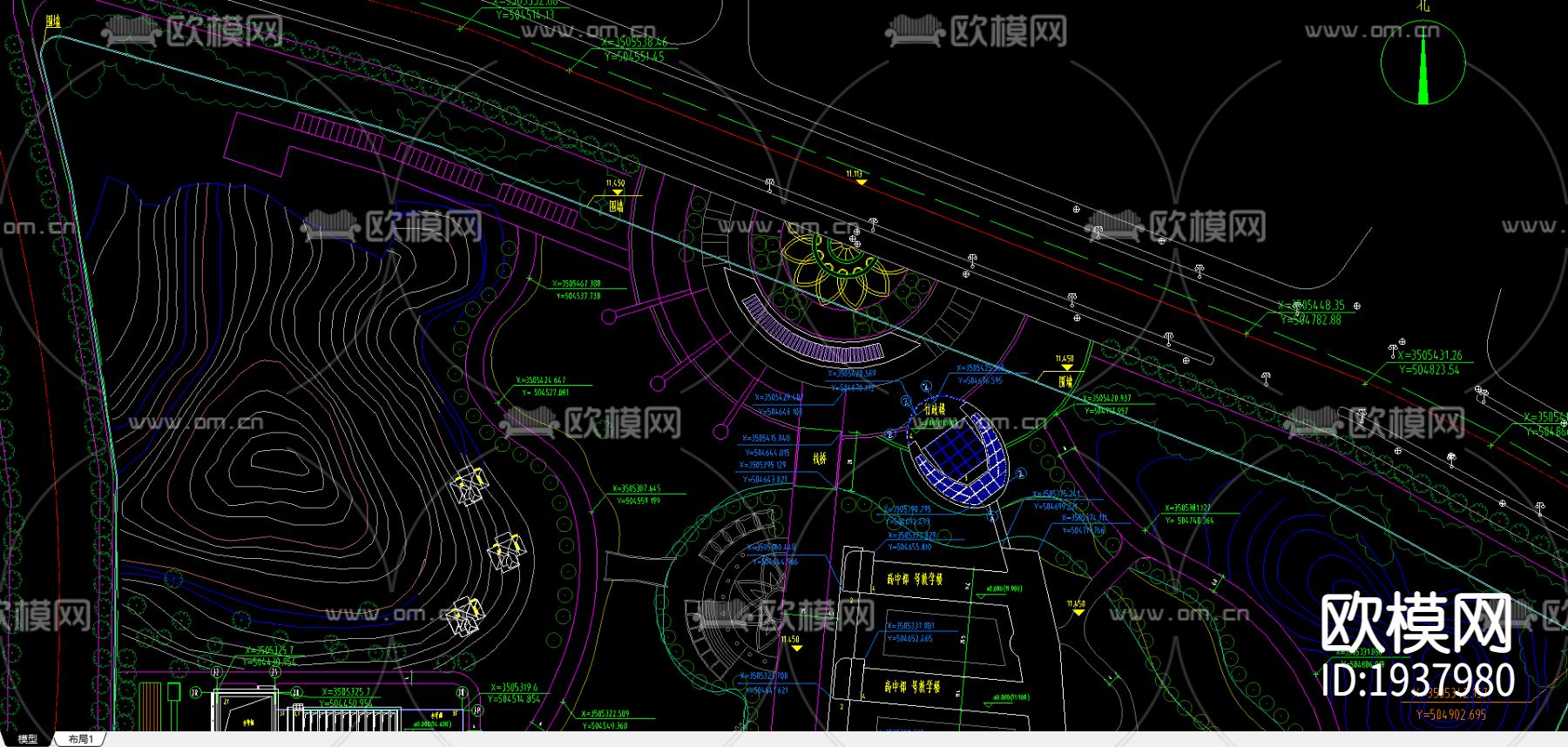 马鞍山双语学校CAD施工图下载（渲染图3）