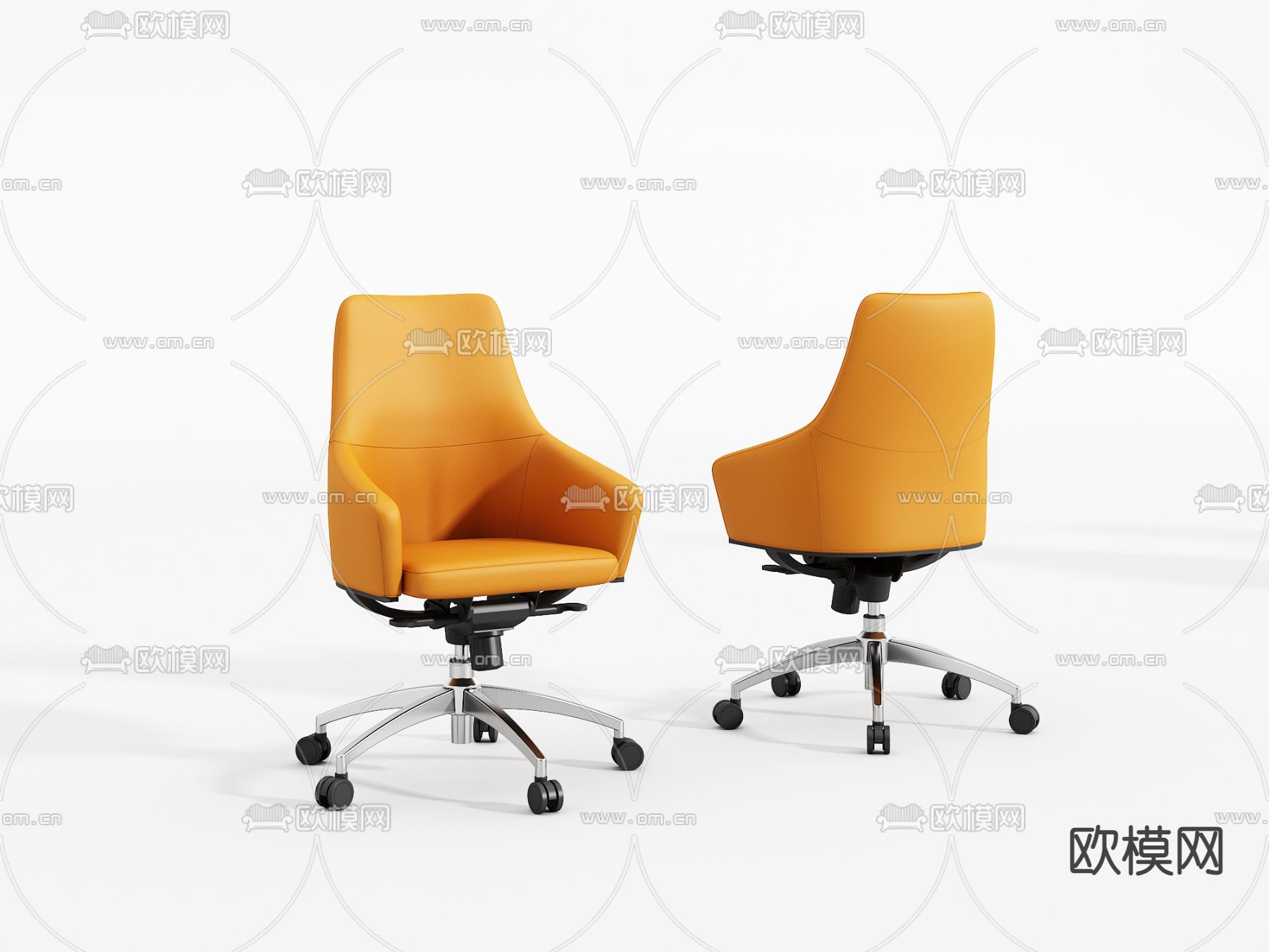 现代黄色皮革办公椅3d模型下载