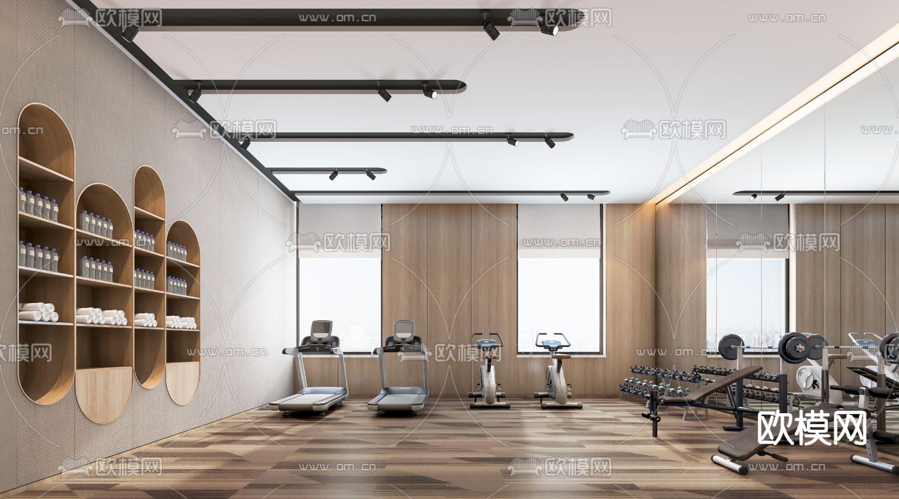 现代健身房3d模型下载