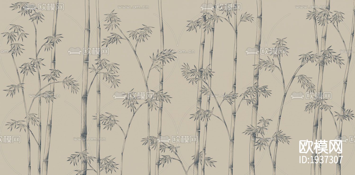 新中式精雕立体墙纸下载（渲染图3）