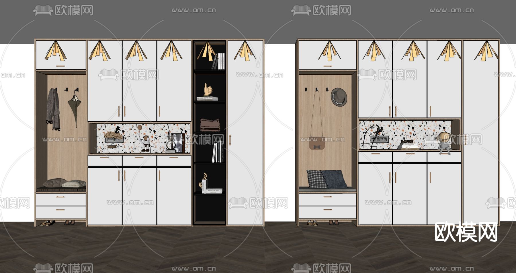 现代轻奢鞋柜su模型下载（渲染图2）