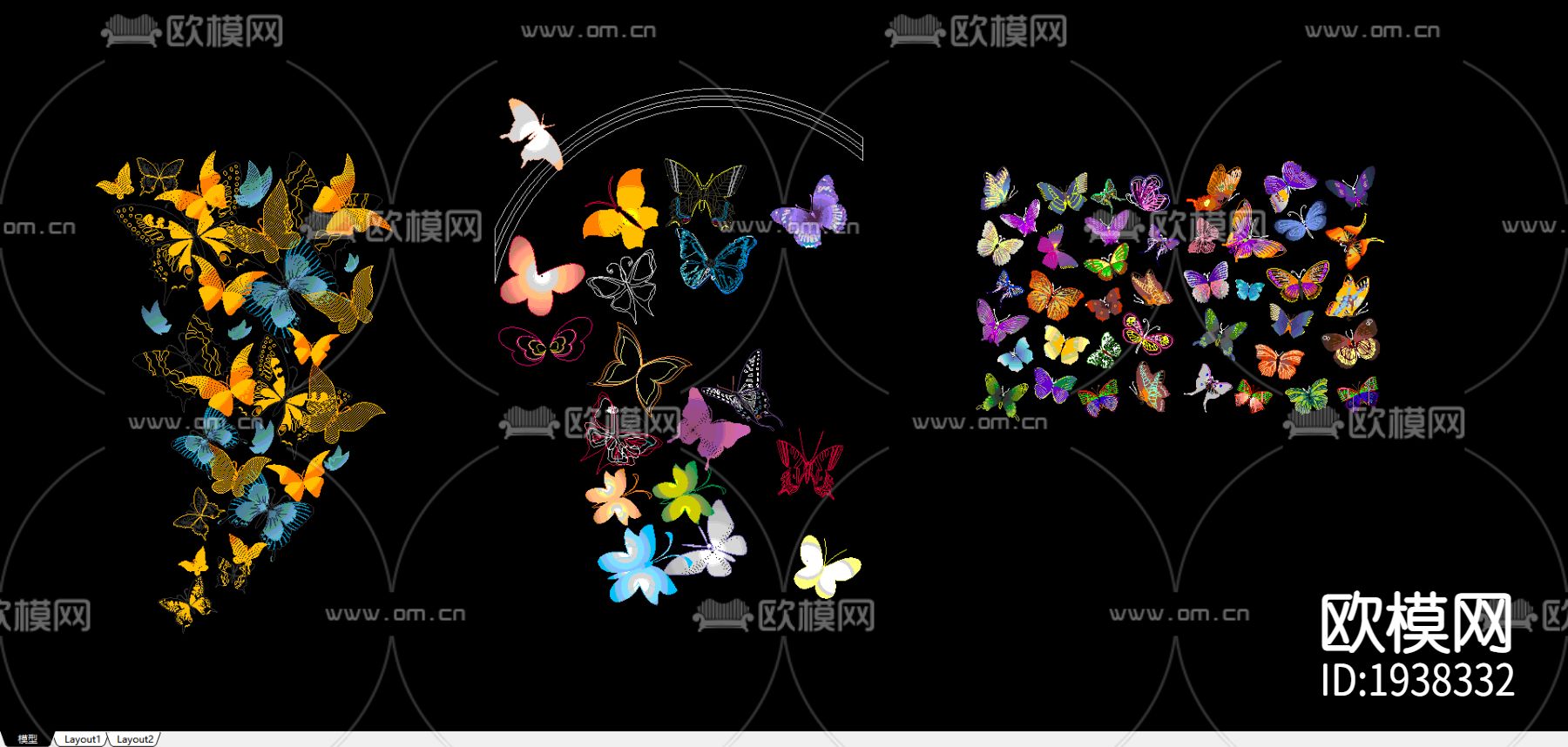 蝴蝶cad图库下载（渲染图2）