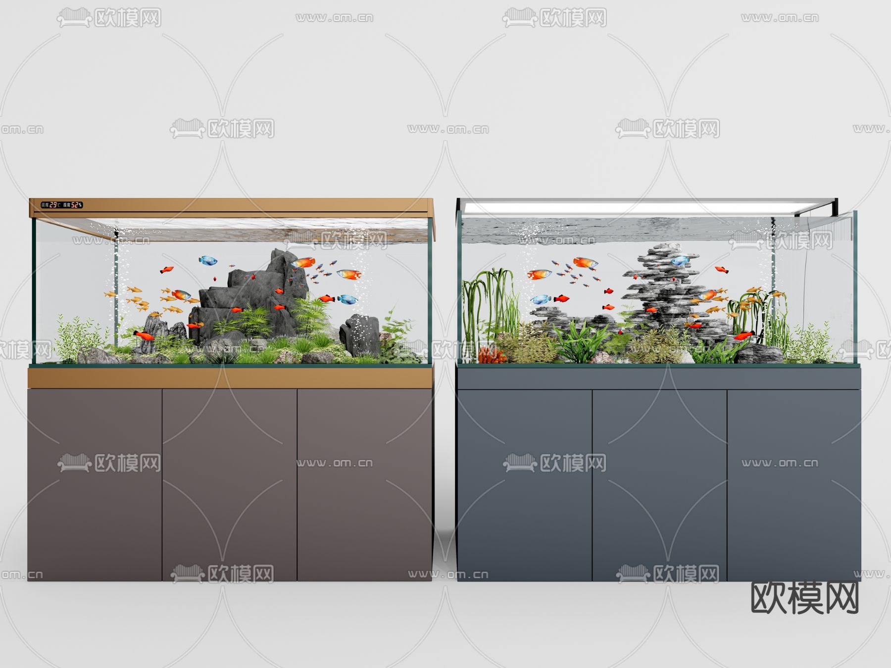 现代鱼缸su模型