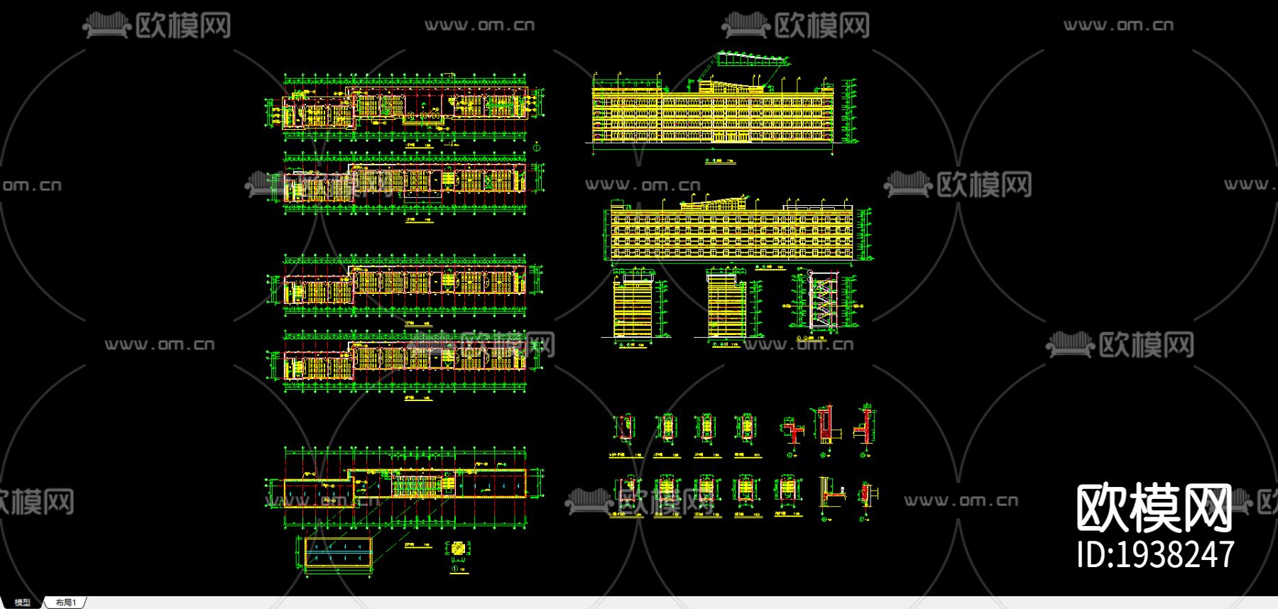 教学楼CAD施工图下载（渲染图2）
