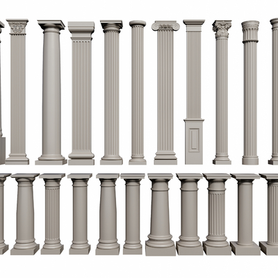  欧式罗马柱su模型 