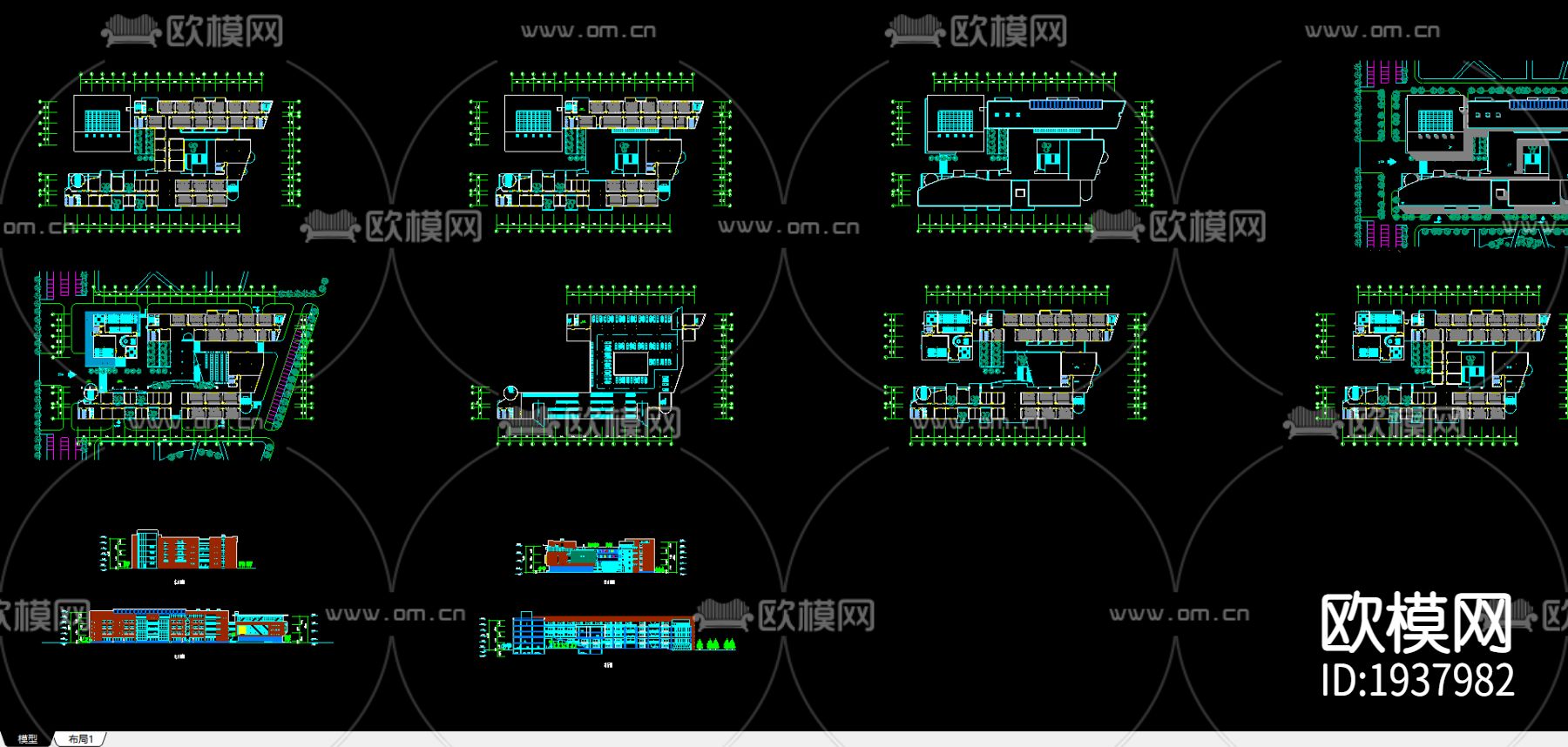 某大学教学楼CAD施工图下载（渲染图3）