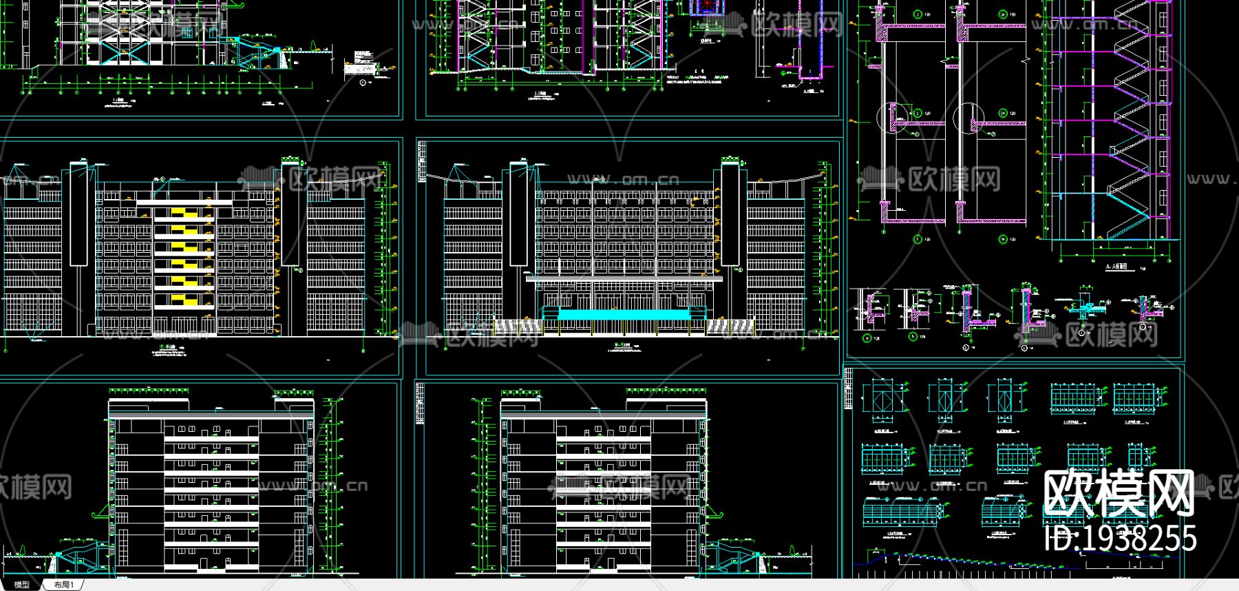 某教学楼全套CAD施工图下载（渲染图2）