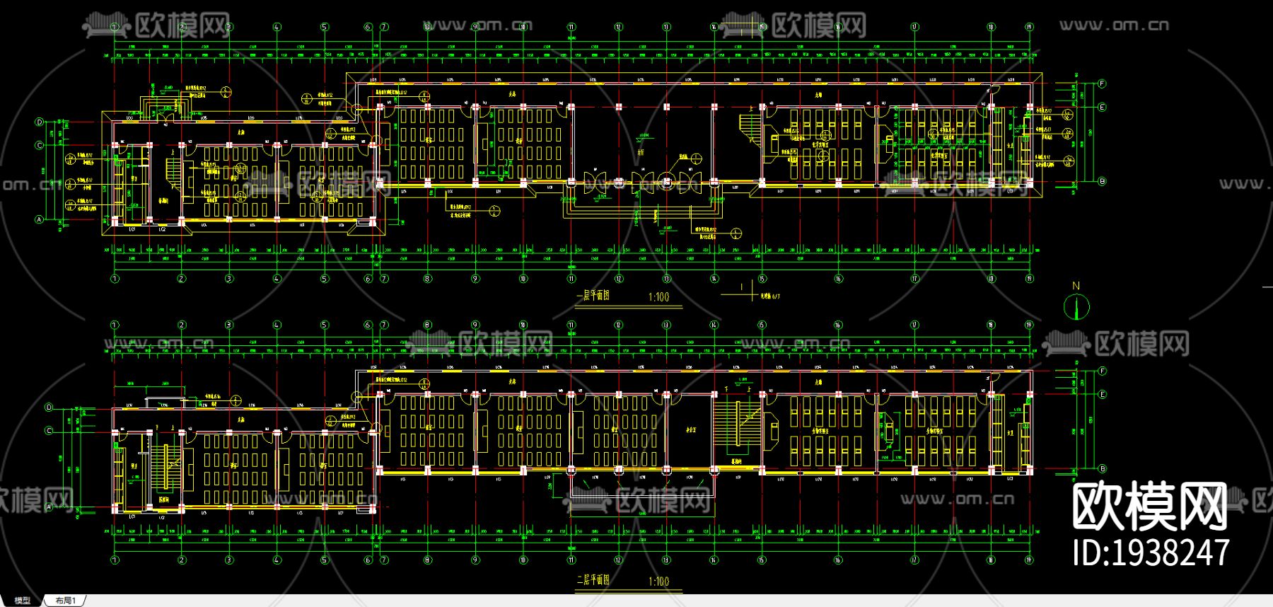 教学楼CAD施工图下载（渲染图6）