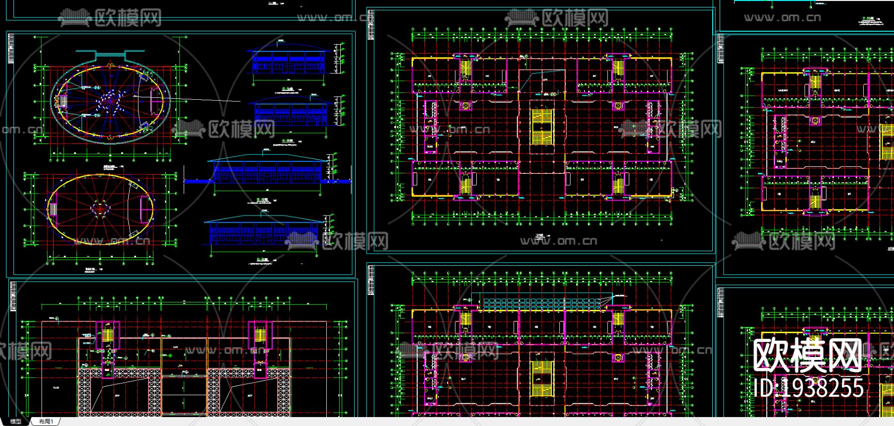 某教学楼全套CAD施工图下载（渲染图4）