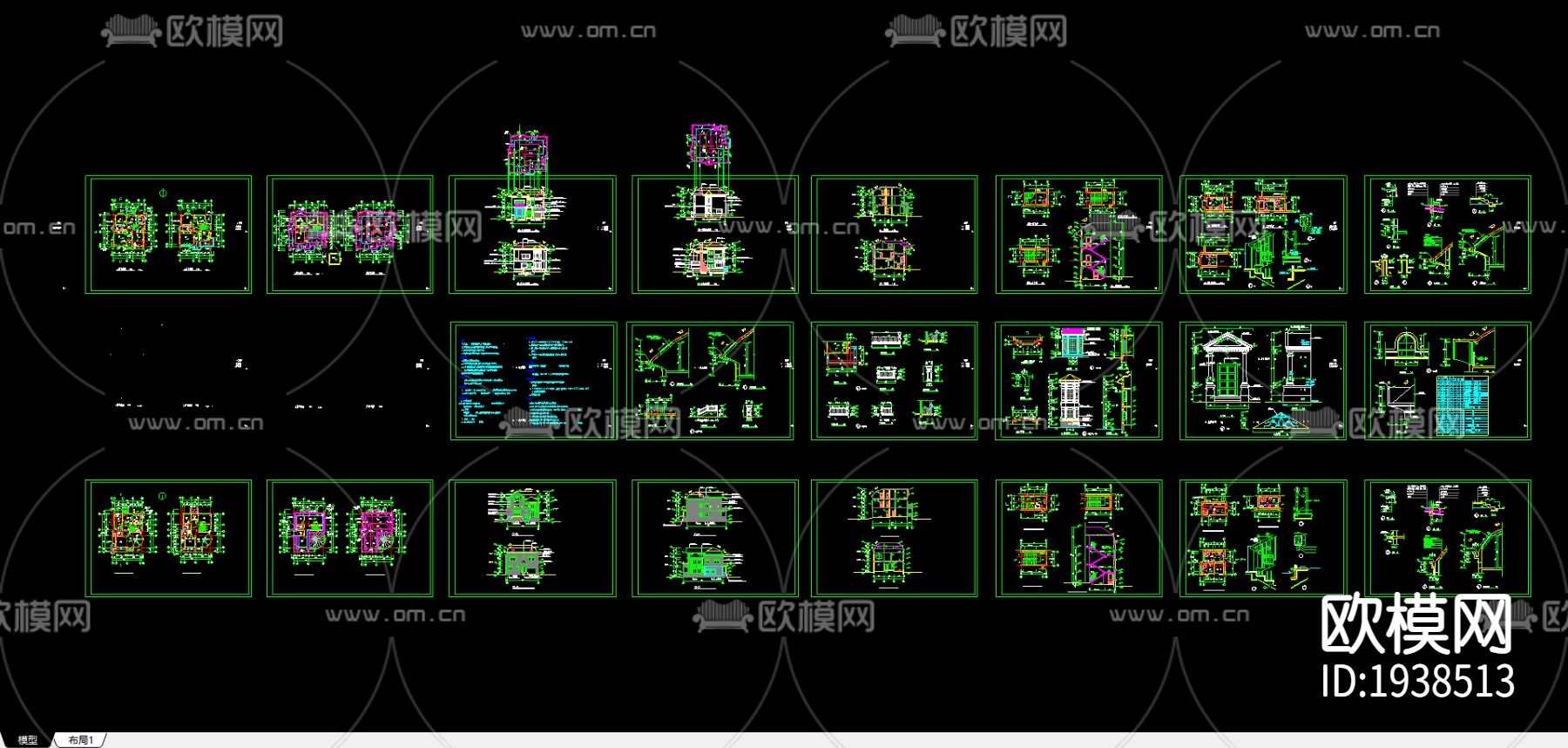 别墅cad平面布置图下载（渲染图3）