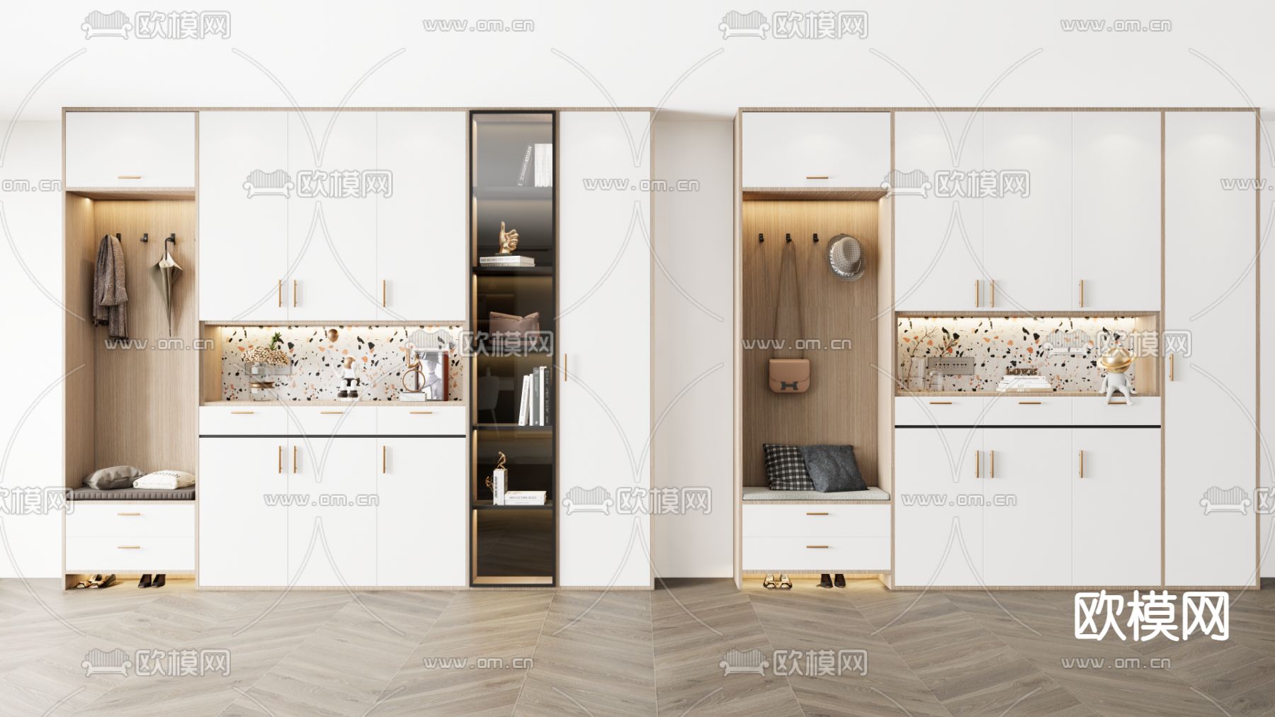 现代轻奢鞋柜su模型下载（渲染图1）