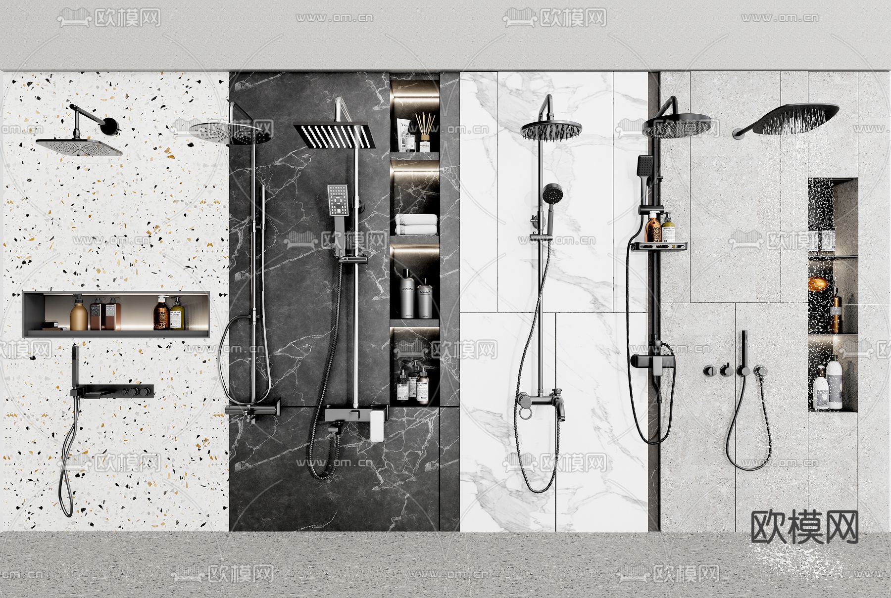 现代淋浴花洒su模型下载（渲染图1）