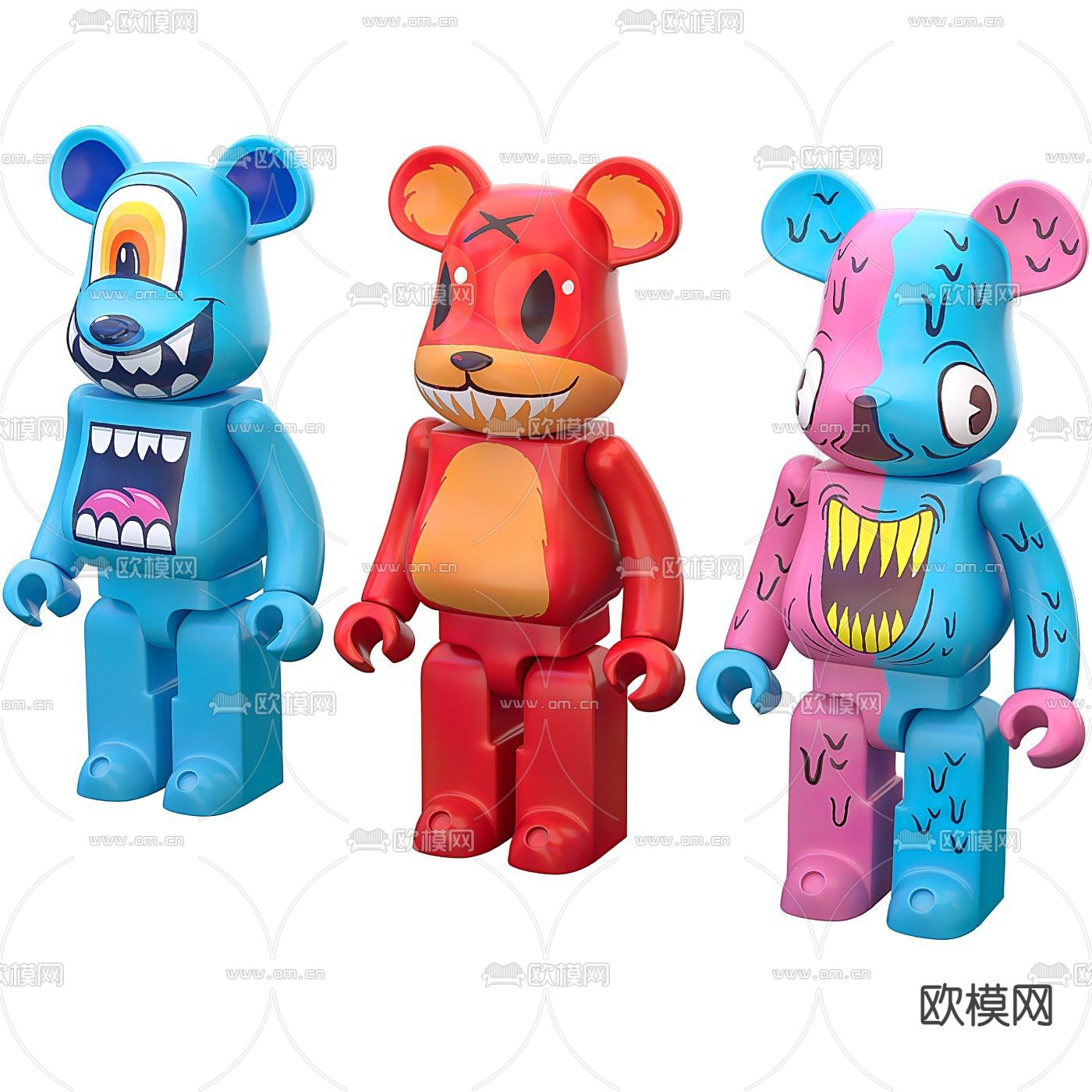 现代潮玩kaws雕塑3d模型下载（渲染图2）