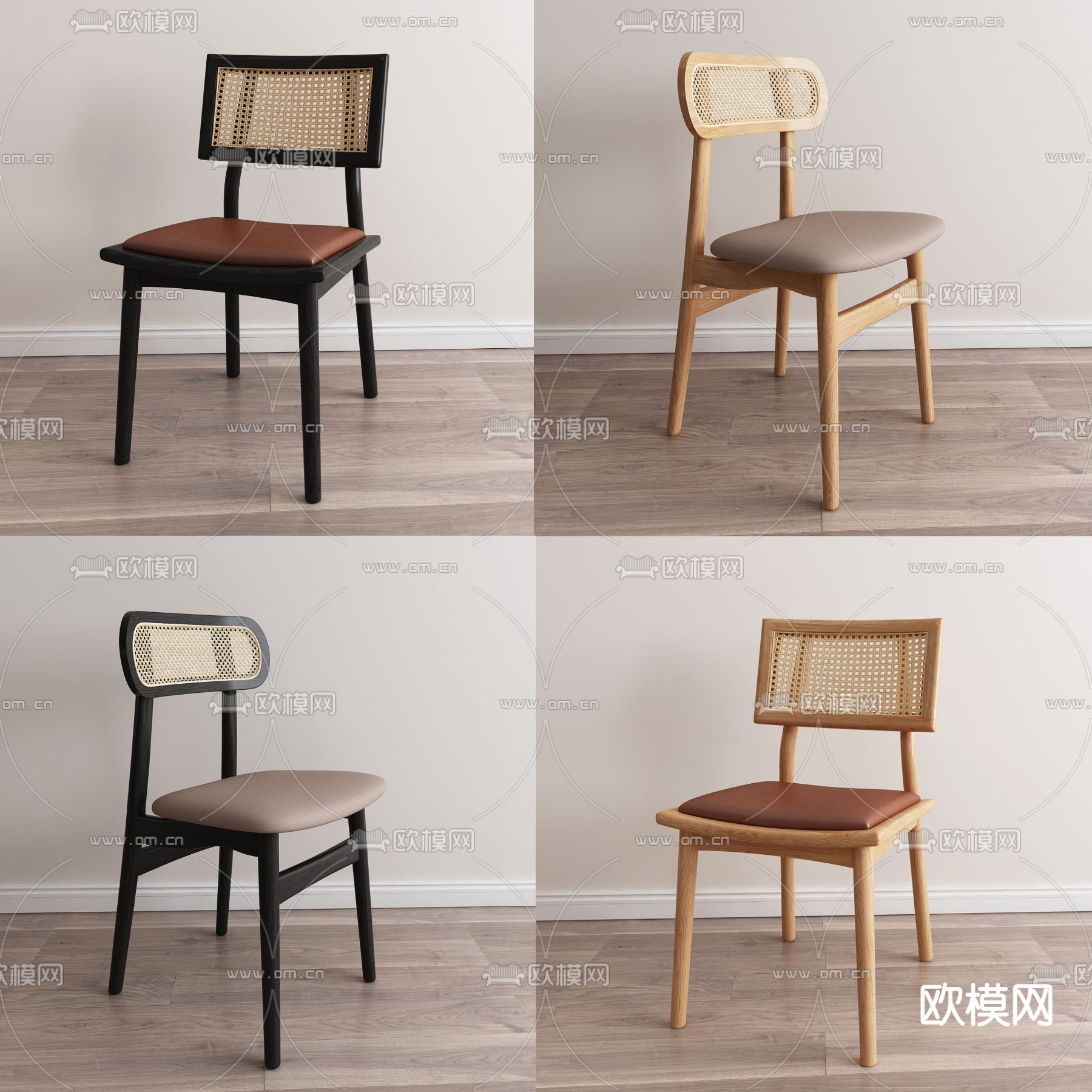 北欧编藤休闲椅3d模型下载（渲染图1）