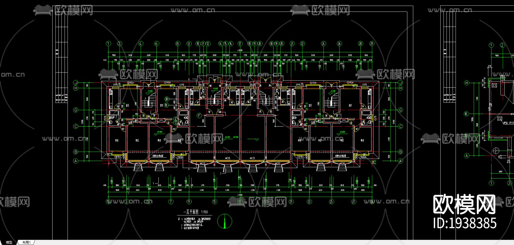 别墅cad施工图下载（渲染图3）