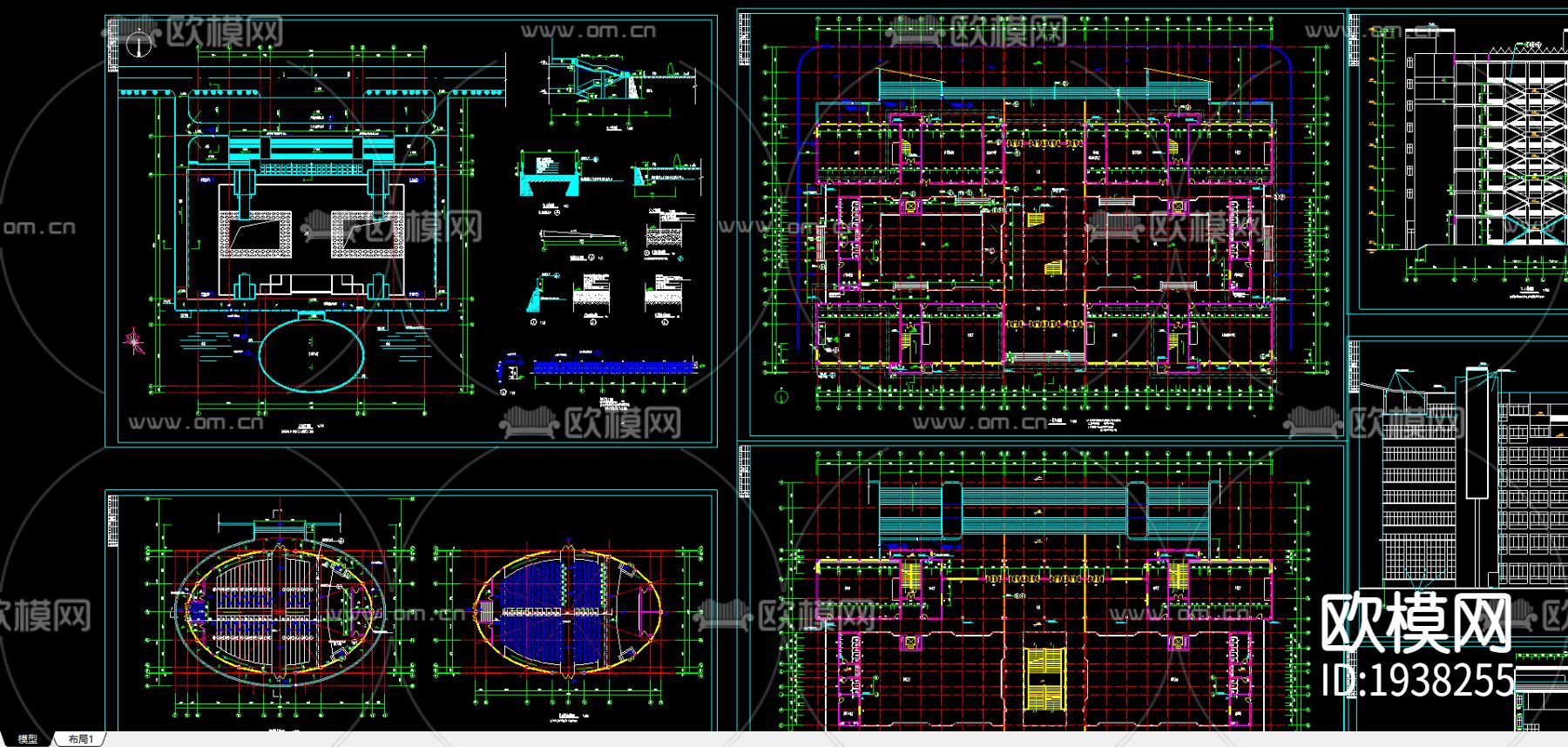 某教学楼全套CAD施工图下载（渲染图3）