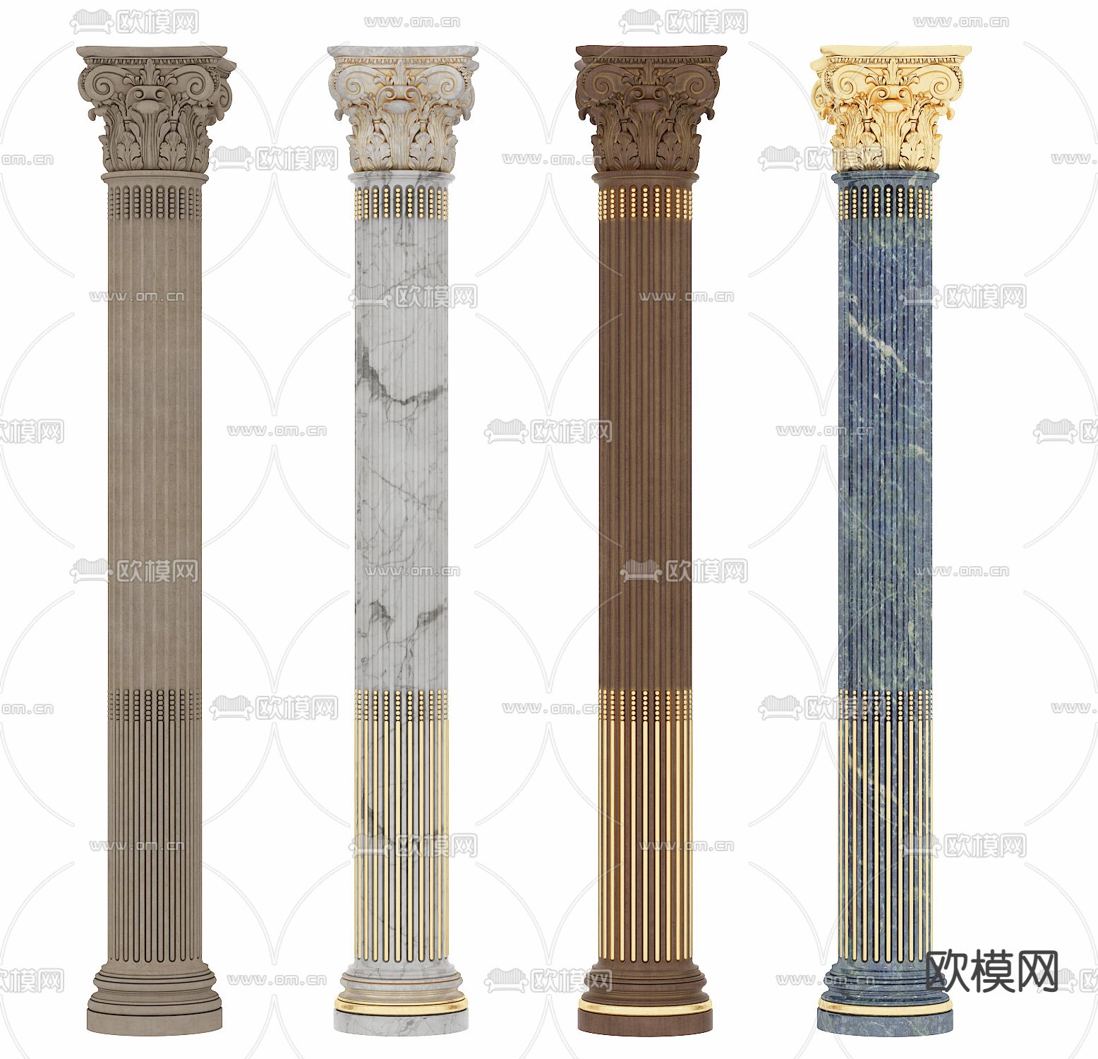 欧式石膏罗马柱子3d模型下载（渲染图2）