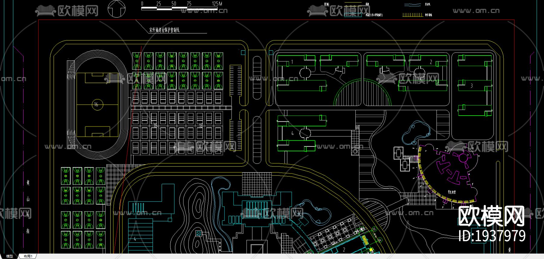 黄河水院新校区总平面图CAD施工图下载（渲染图2）