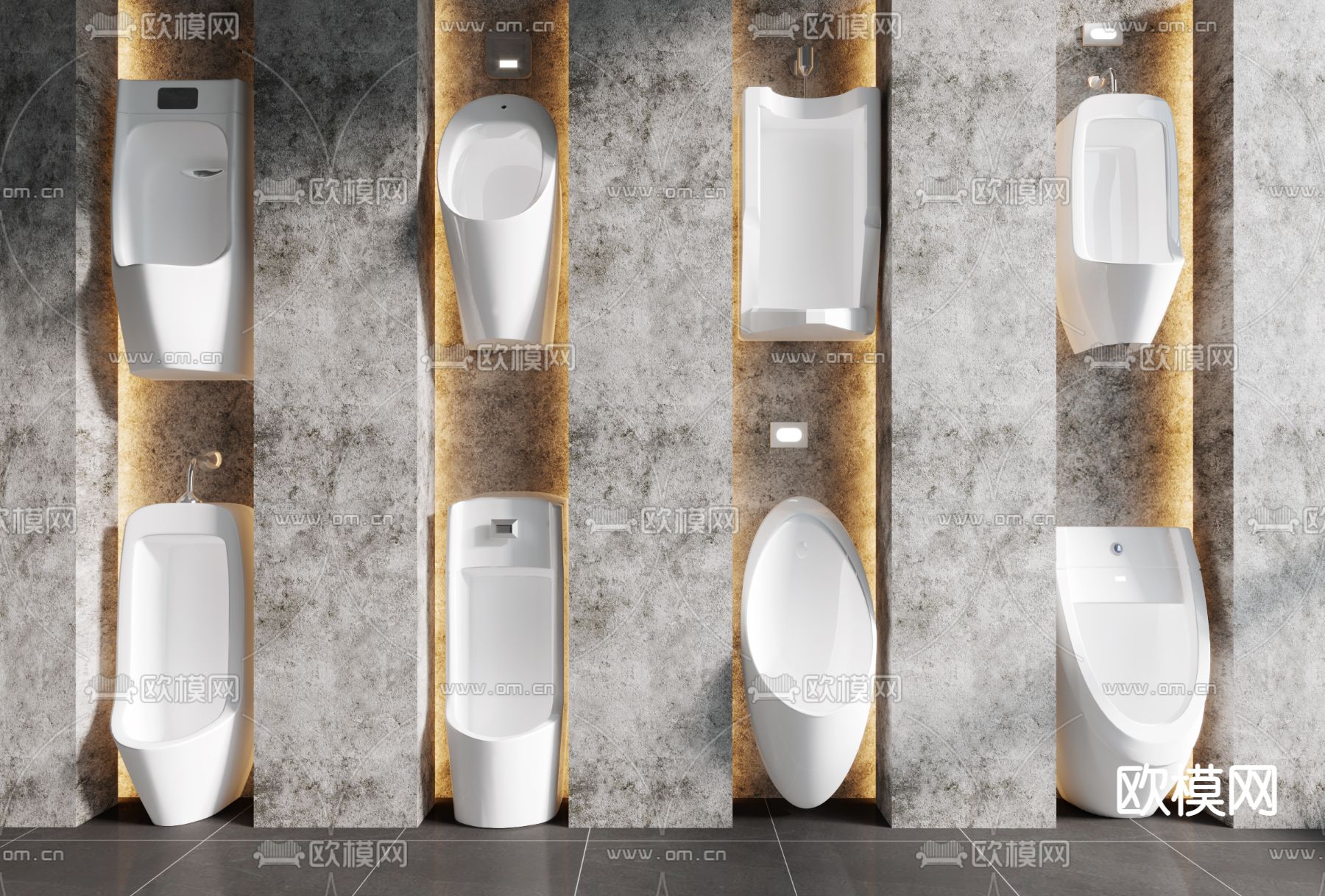 现代小便斗小便池3d模型下载