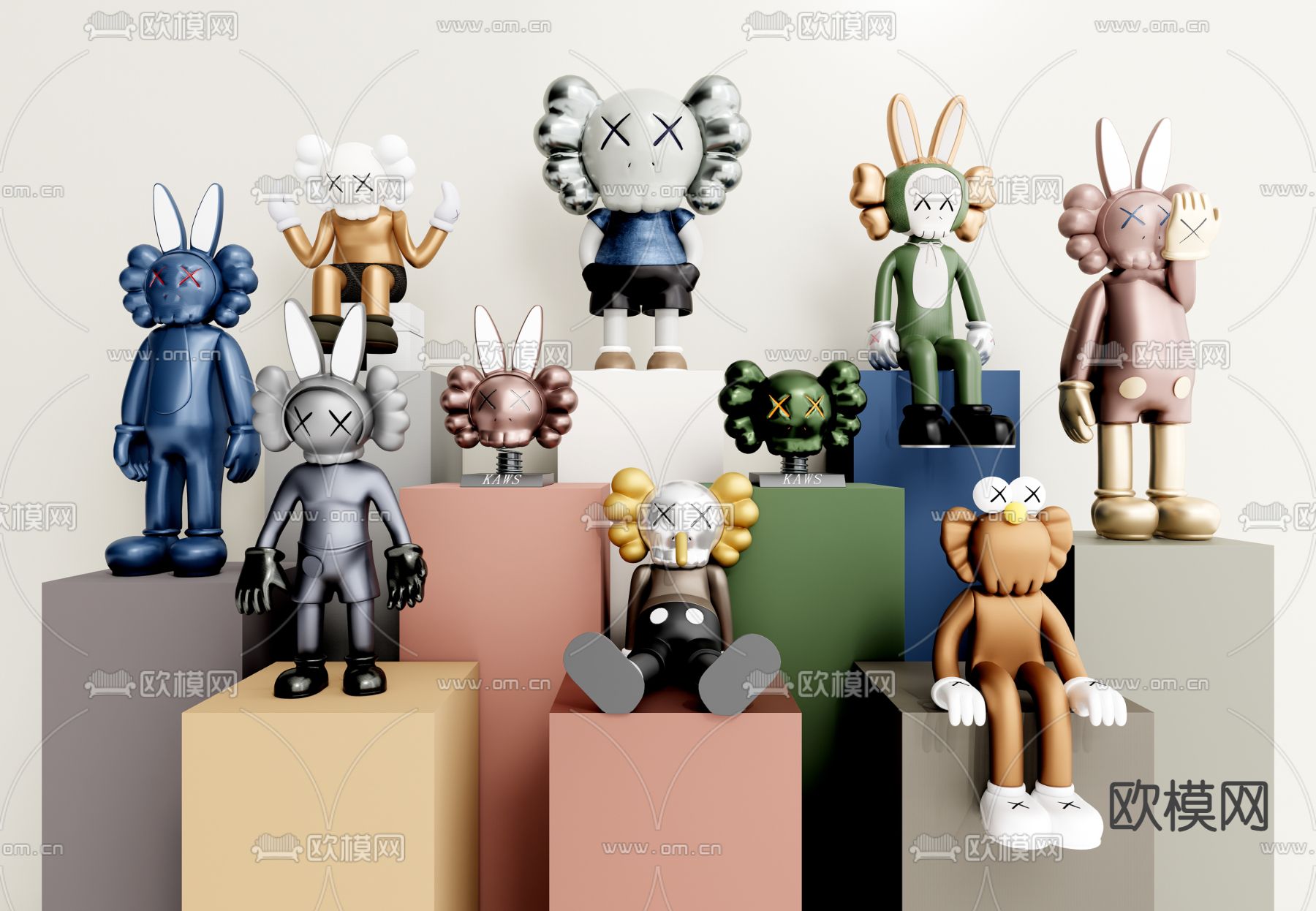 现代公仔玩偶摆件su模型下载（渲染图1）