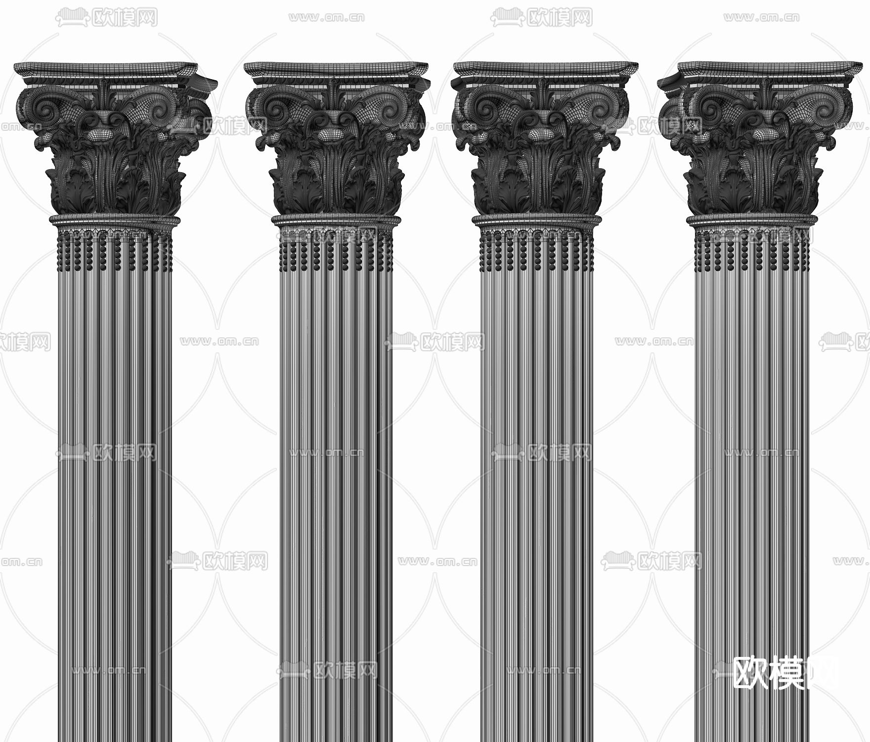 欧式石膏罗马柱子3d模型下载（渲染图3）