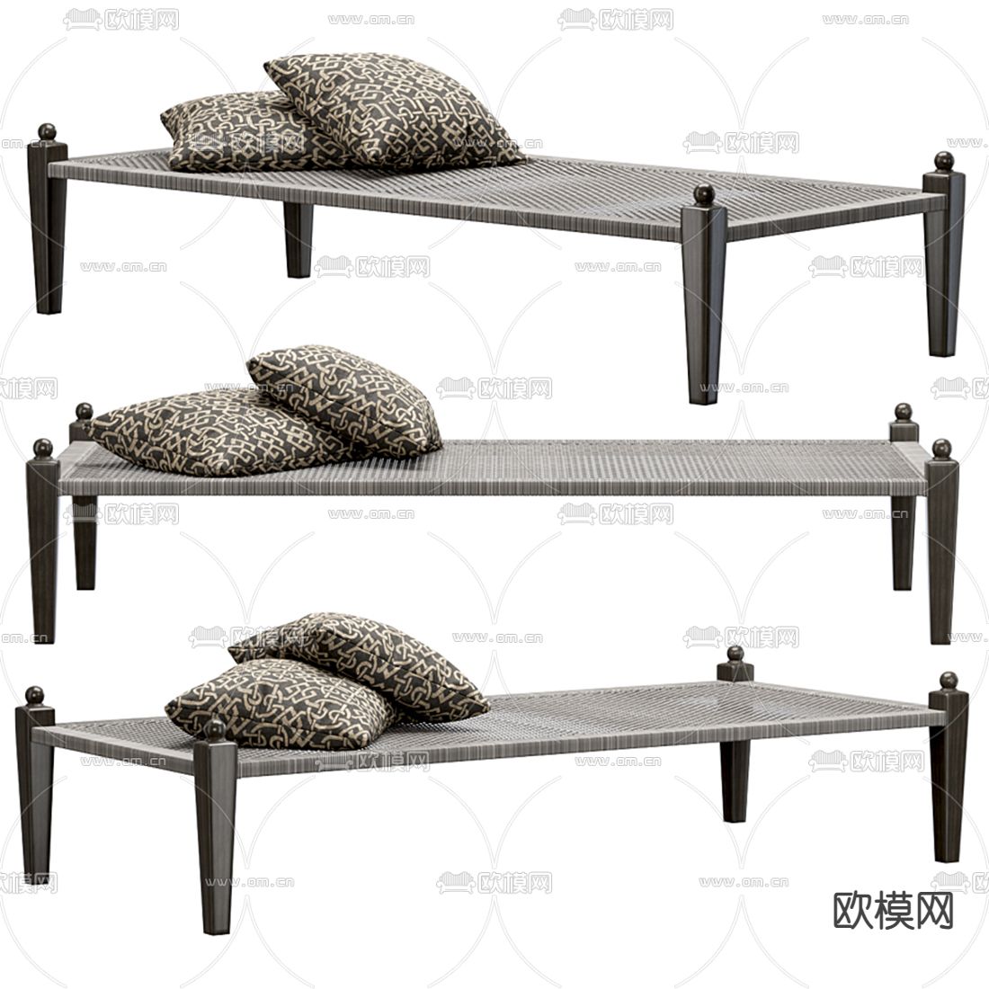 现代编藤长凳3d模型下载（渲染图1）