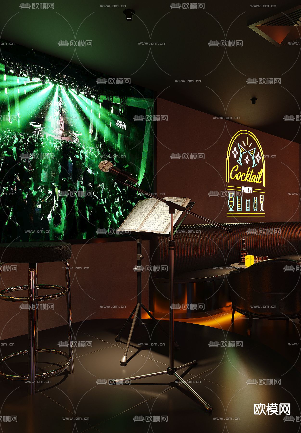 现代音乐酒吧3d模型下载（渲染图3）