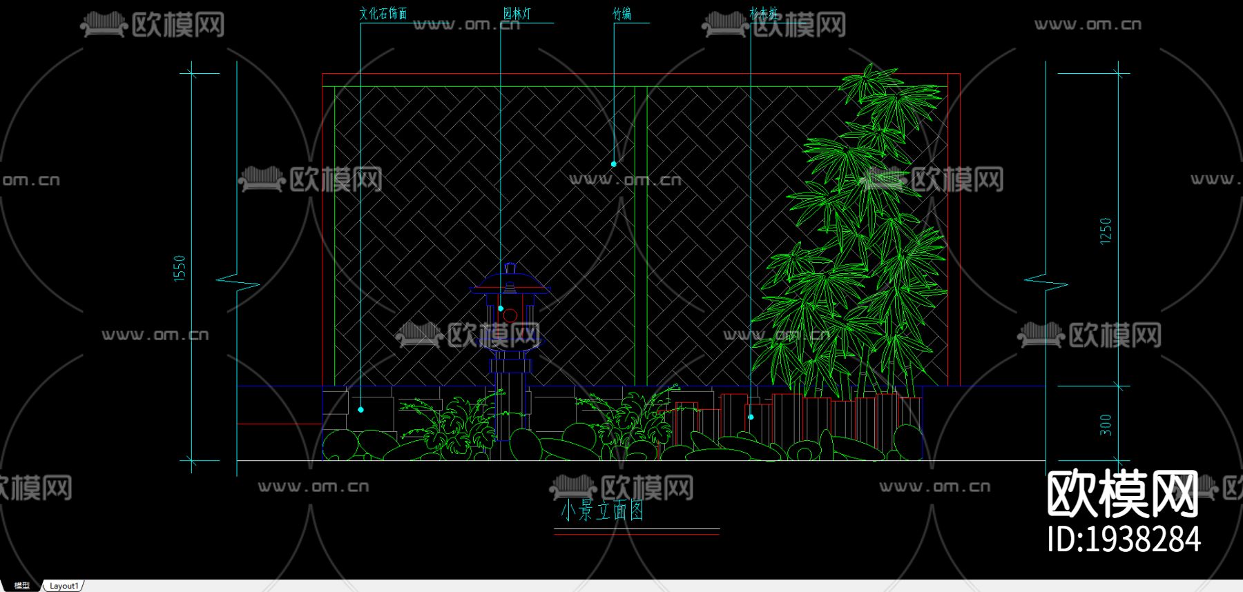 室内景观cad施工图下载（渲染图2）