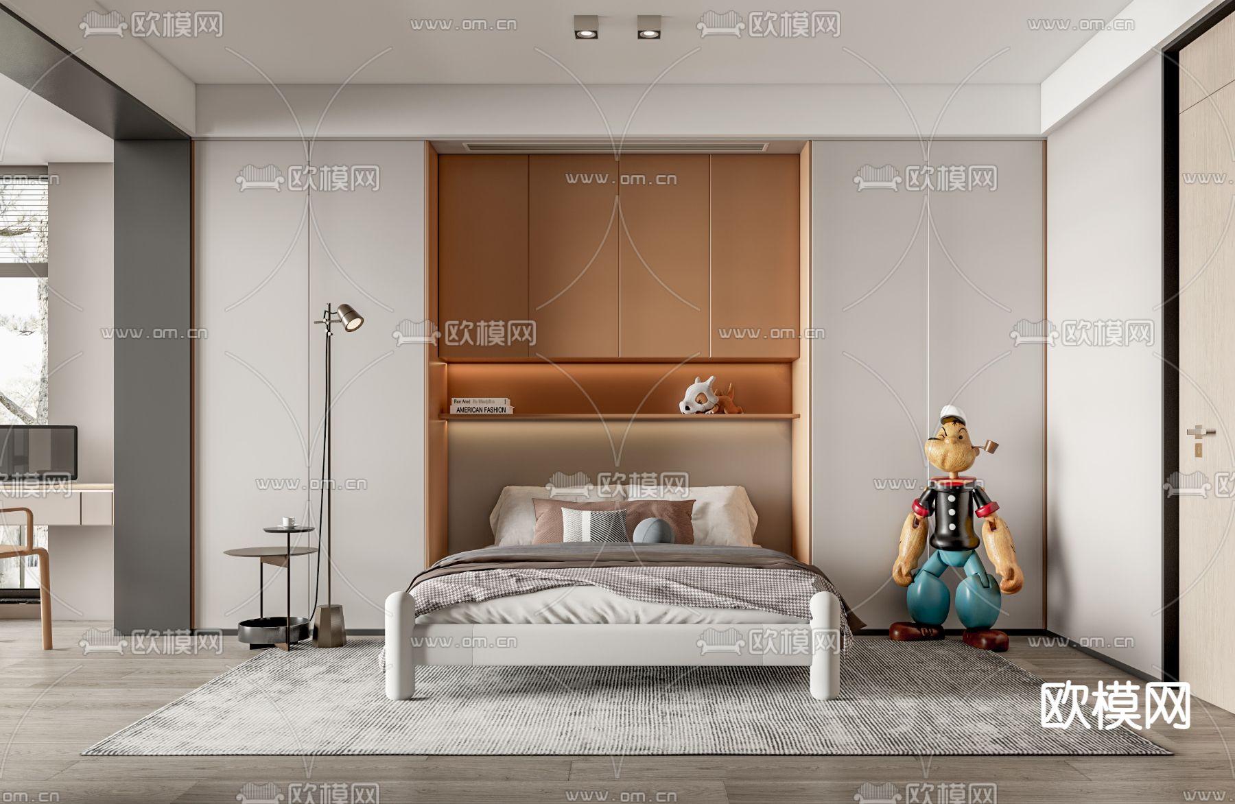 现代卧室儿童房su模型