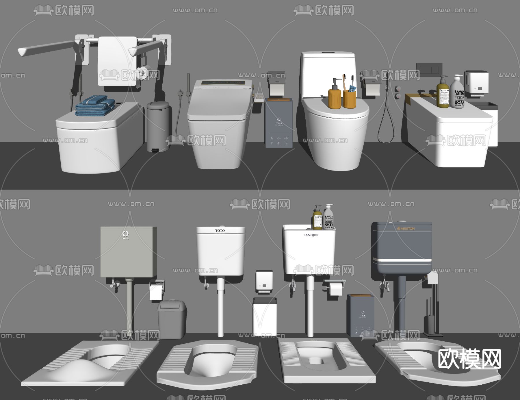 现代马桶su模型下载（渲染图2）