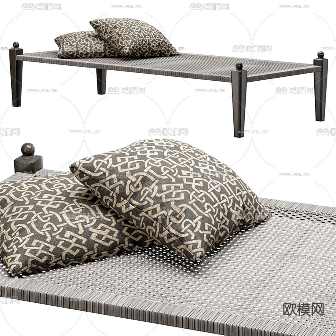 现代编藤长凳3d模型下载（渲染图2）