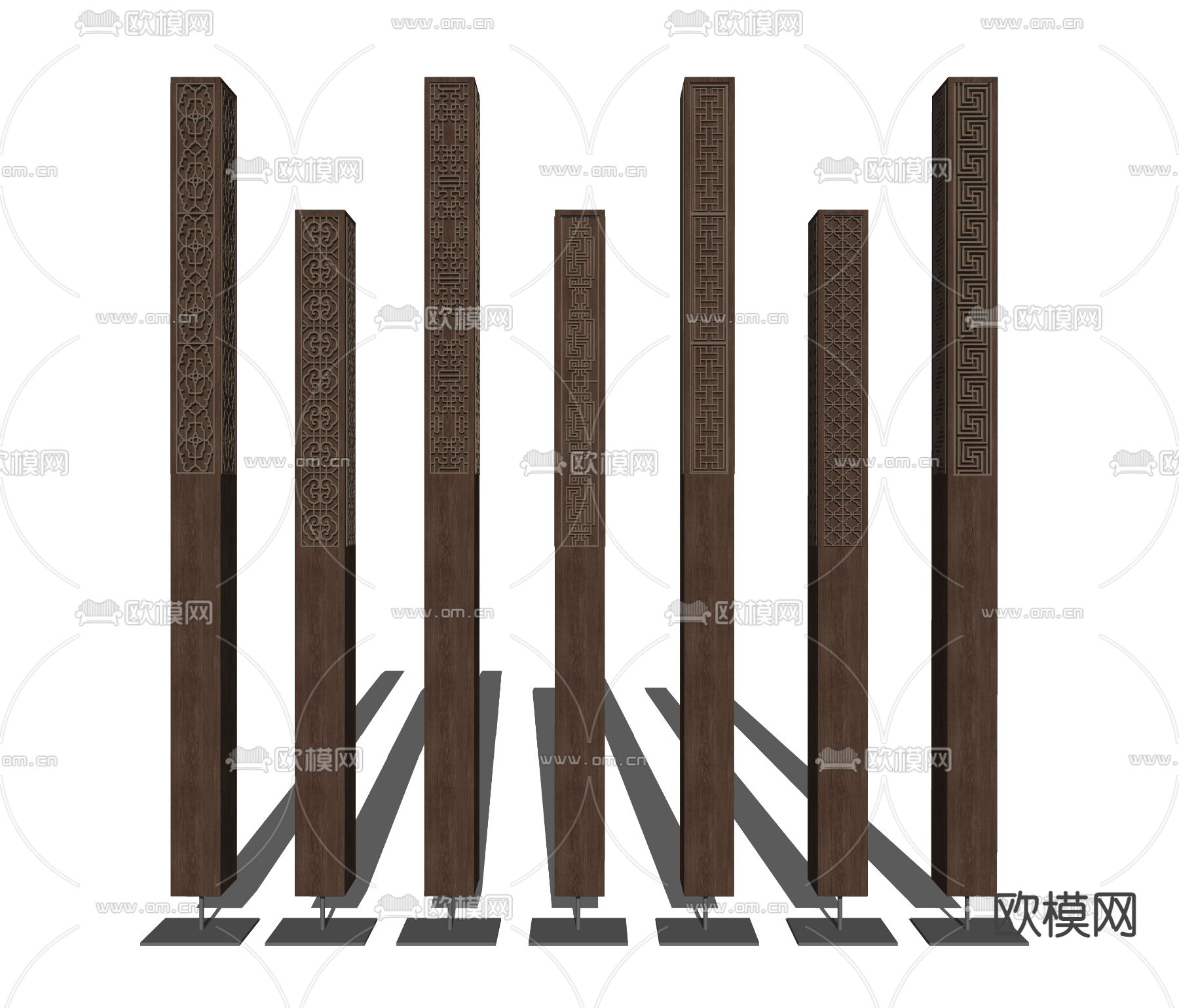 新中式雕花柱子su模型下载（渲染图2）