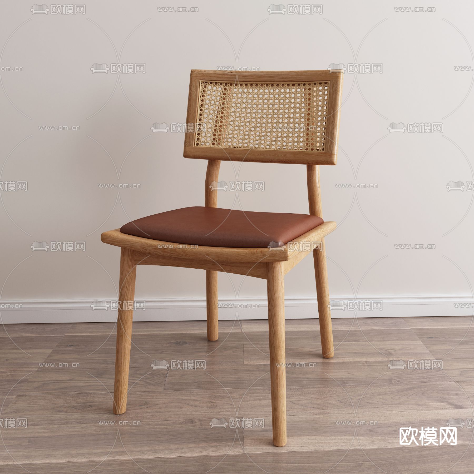 北欧编藤休闲椅3d模型下载（渲染图2）