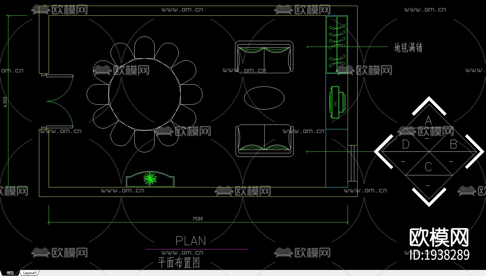 餐厅包间cad施工图-免费3dmax模型库-欧模网