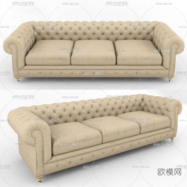 简欧多人沙发免费3d模型下载