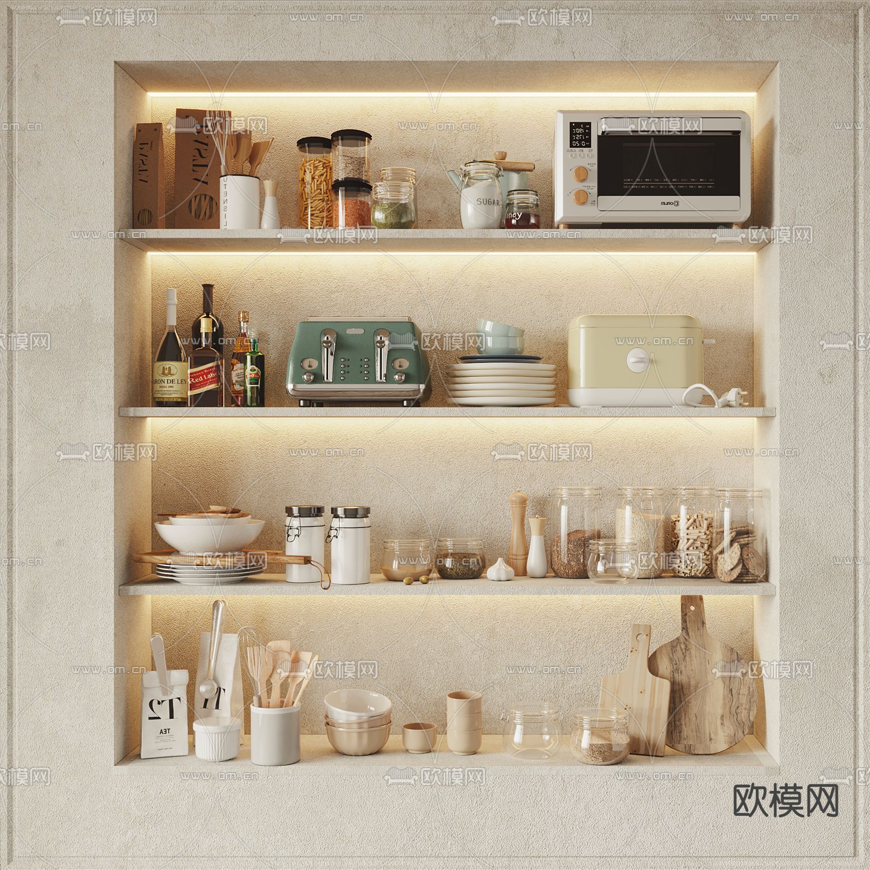现代厨房用品su模型下载（渲染图1）