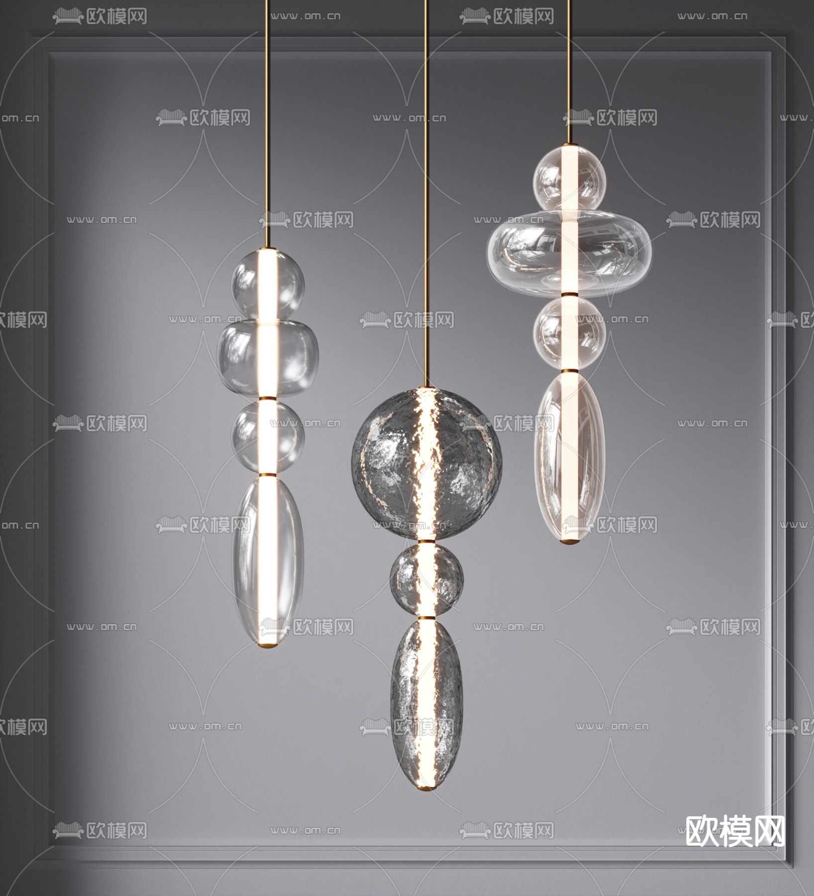 现代玻璃吊灯3d模型下载