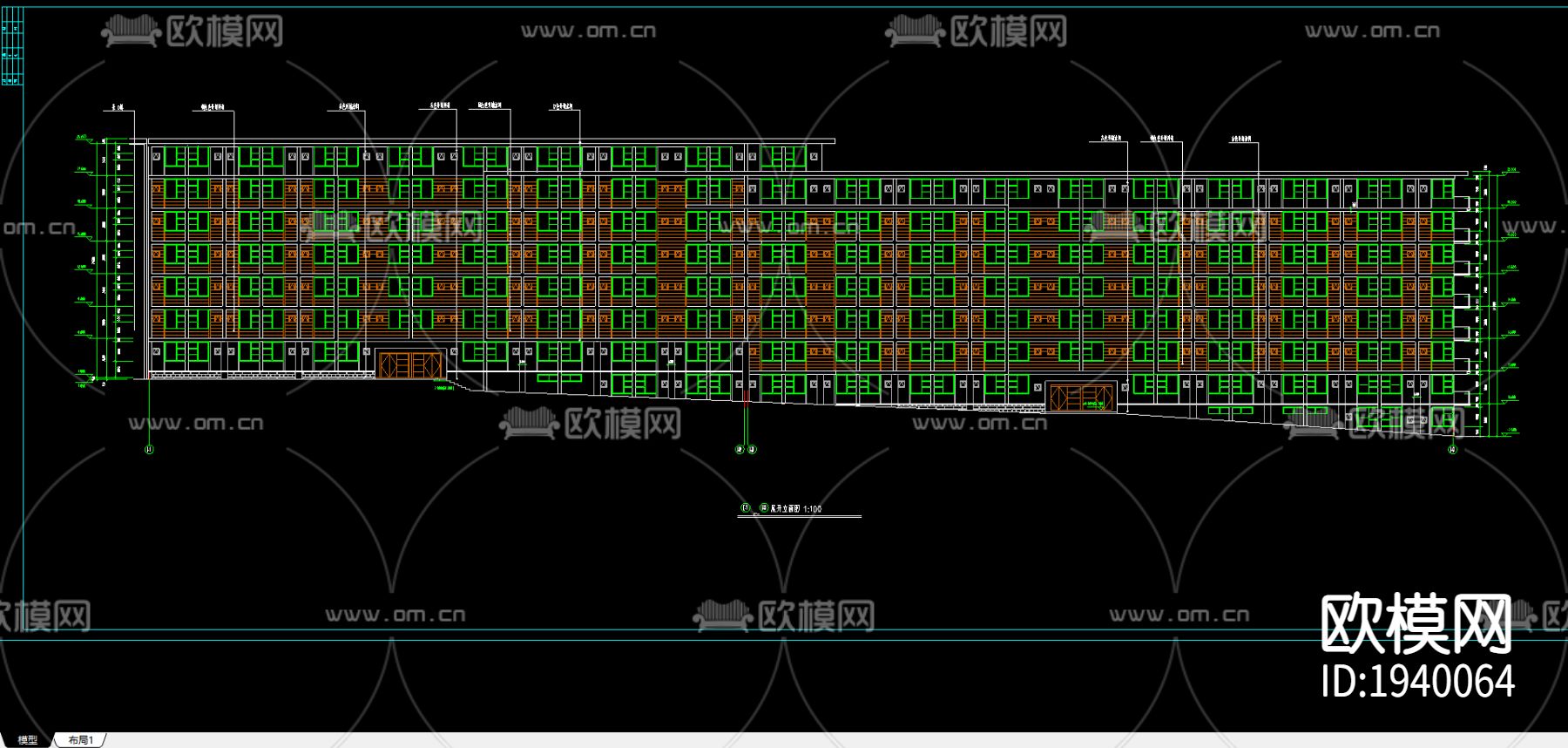 学生公寓cad施工图下载（渲染图3）