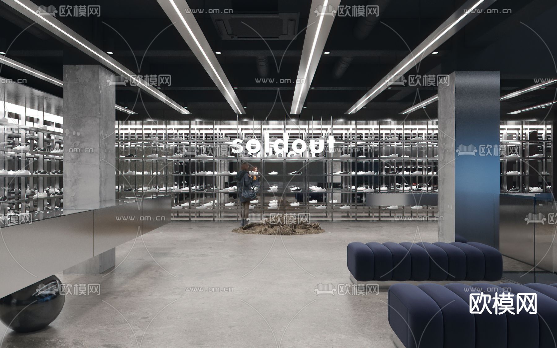 工业风鞋店3d模型