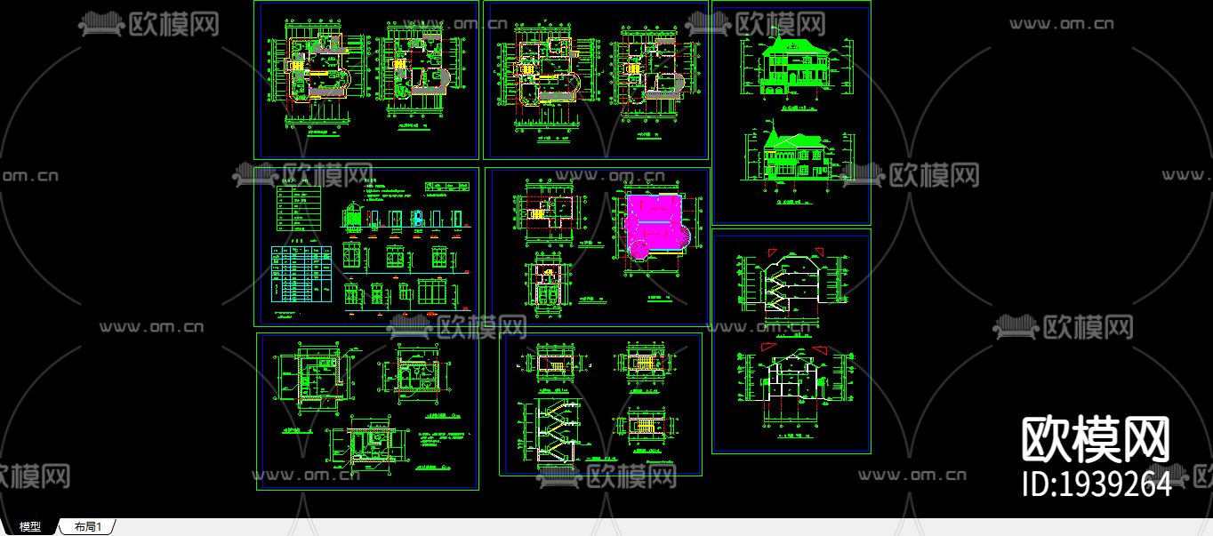 别墅CAD施工图下载（渲染图2）