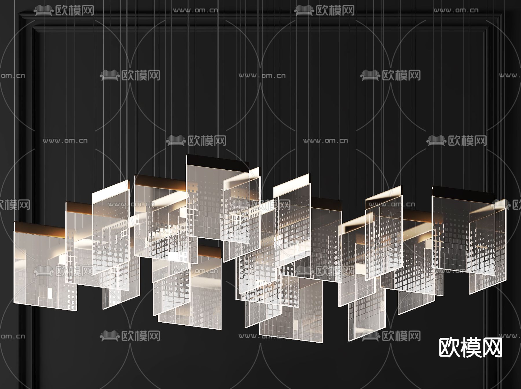 现代水晶片装饰吊灯3d模型下载