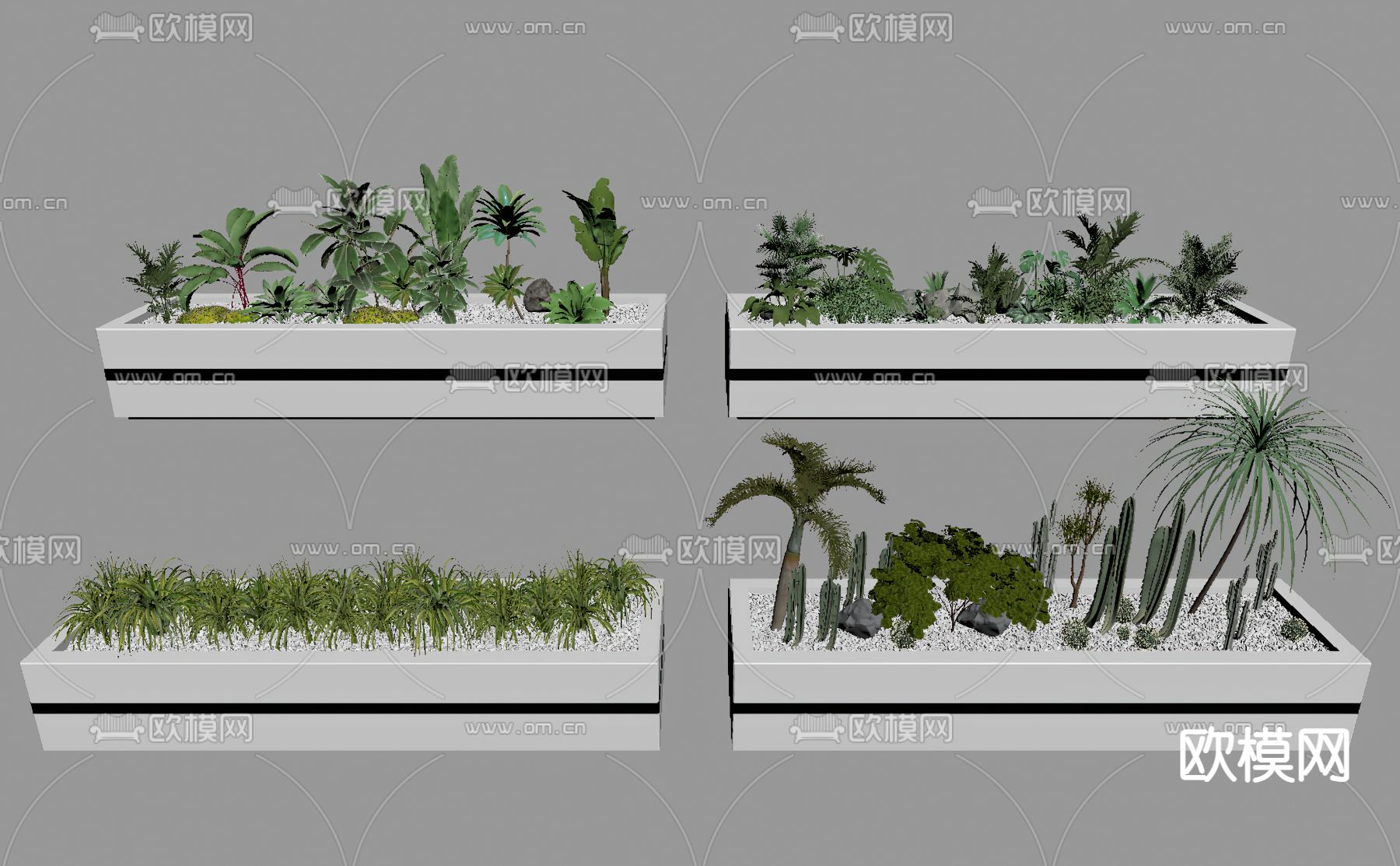 现代绿植花坛su模型下载（渲染图2）