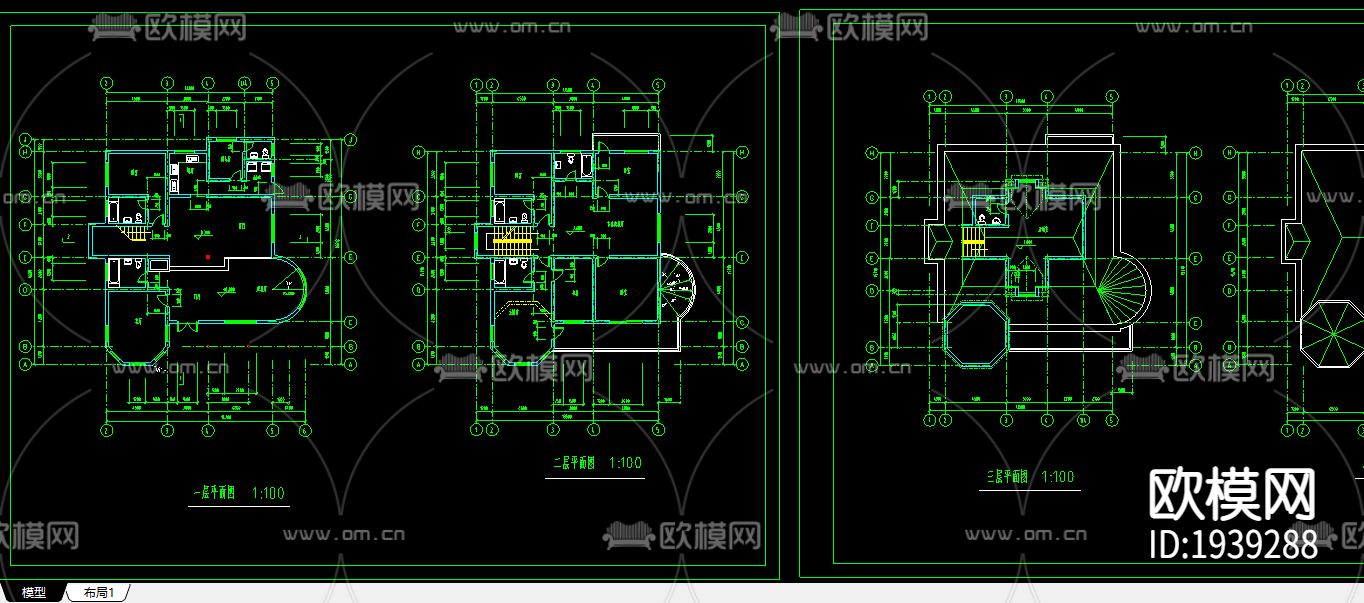 别墅CAD施工图下载（渲染图2）